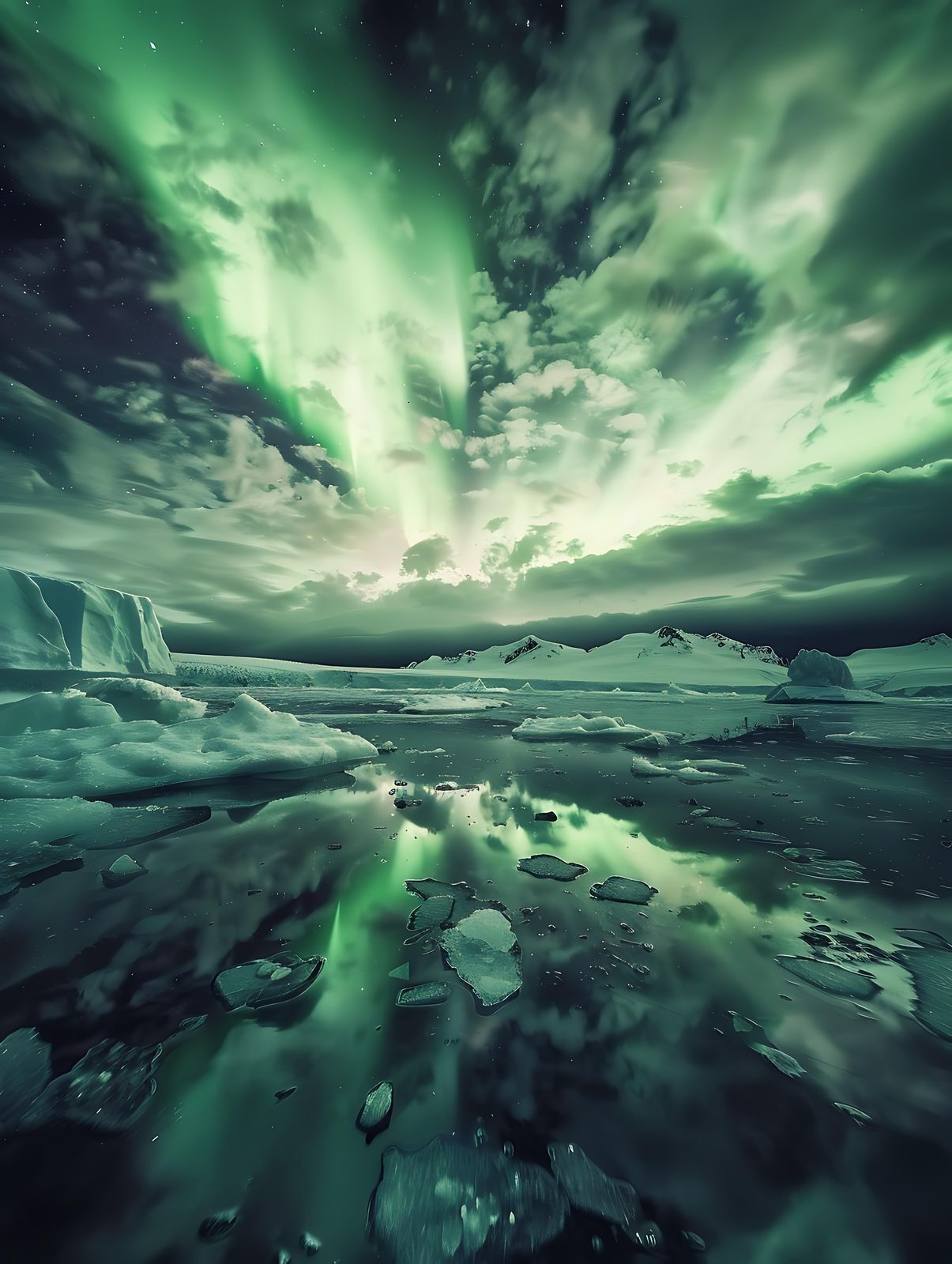 Aurora Borealis Ice Landscape Wall Art