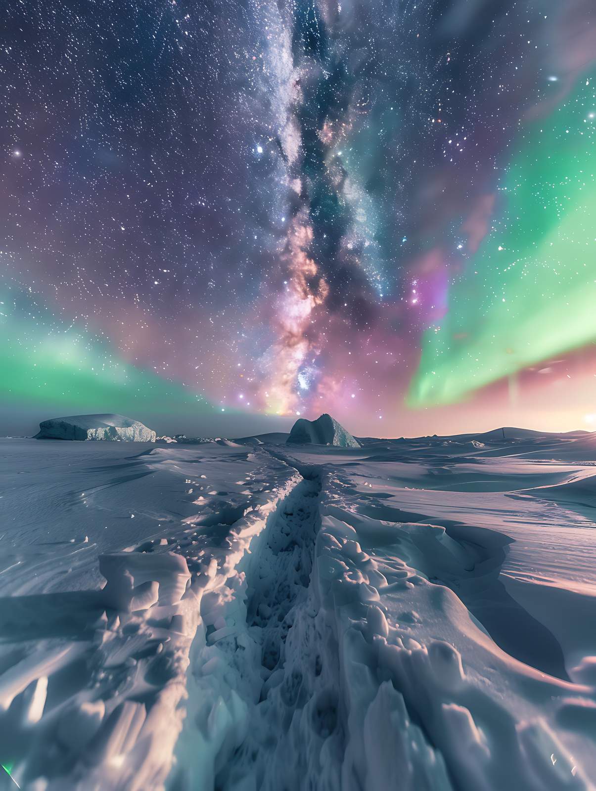Aurora Nights Milky Way Landscape Wall Art