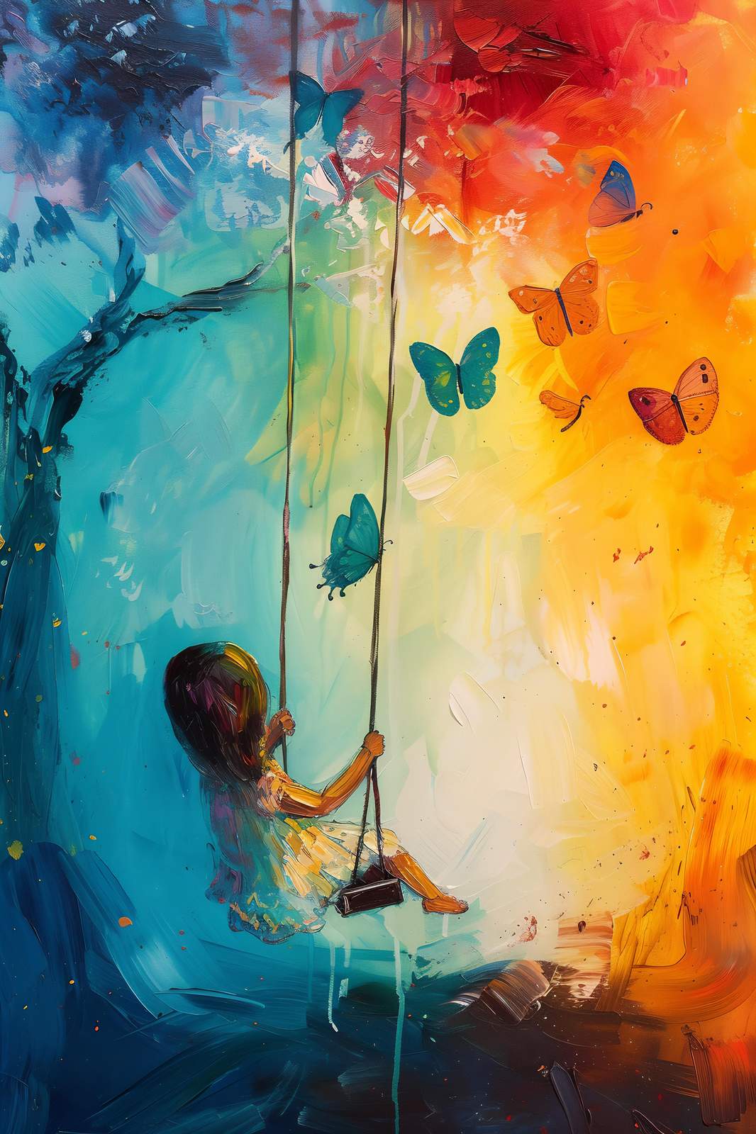 Joyful Childhood Swing Butterfly Wall Art