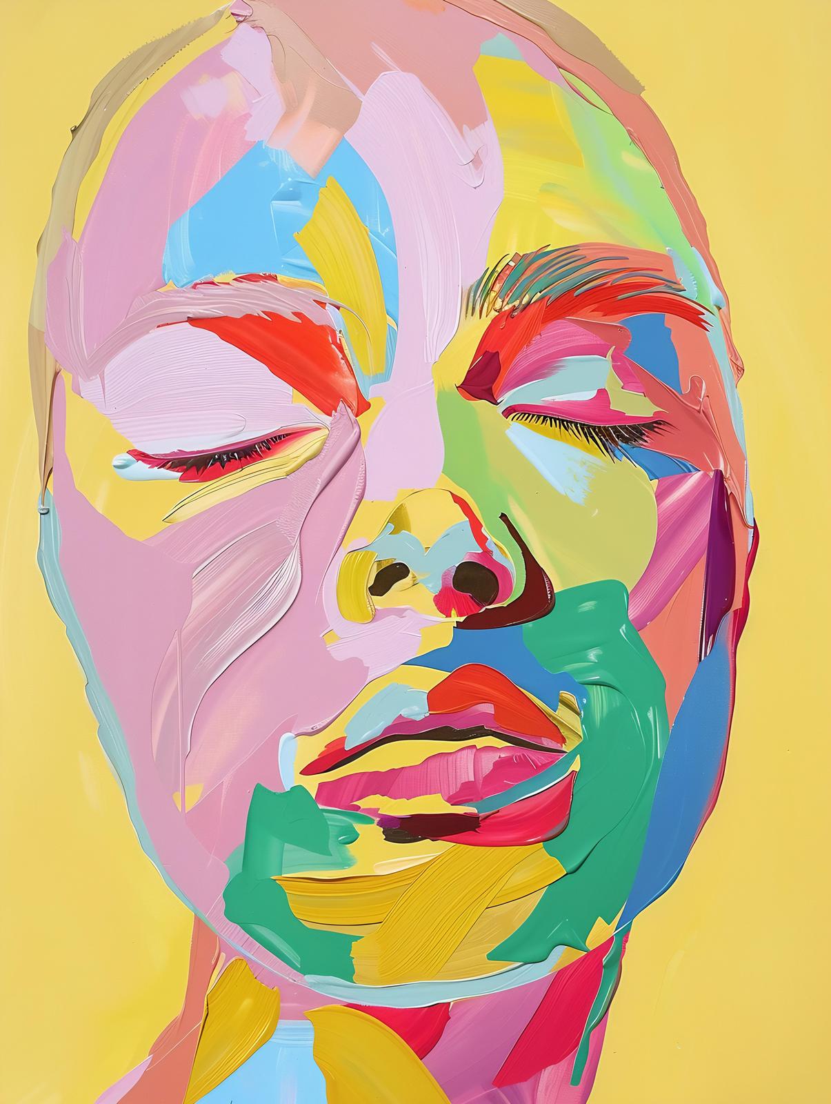 Vibrant Abstract Face Pop Art Wall Art