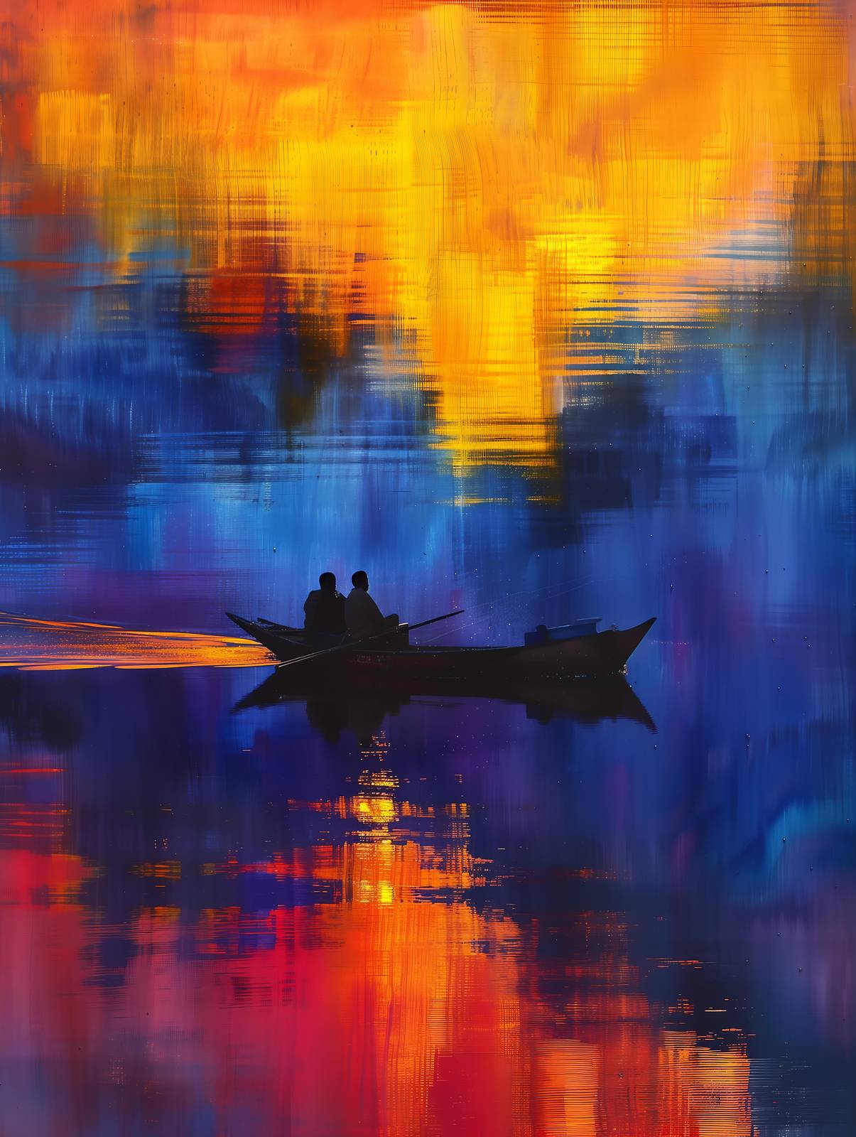 Serene Sunset Boat Ride Wall Art
