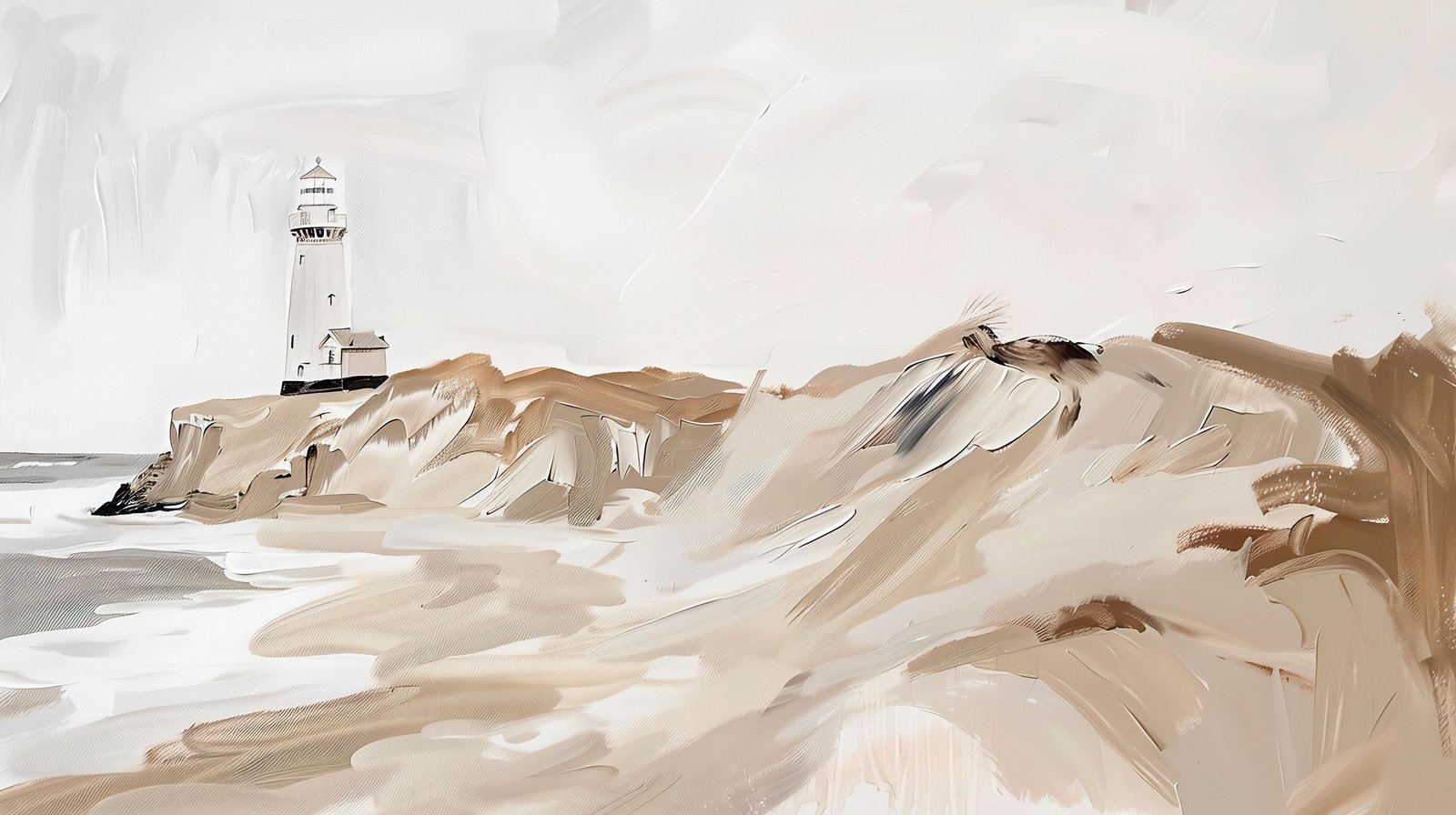 Serene Lighthouse Coastal Landscape Wall Art