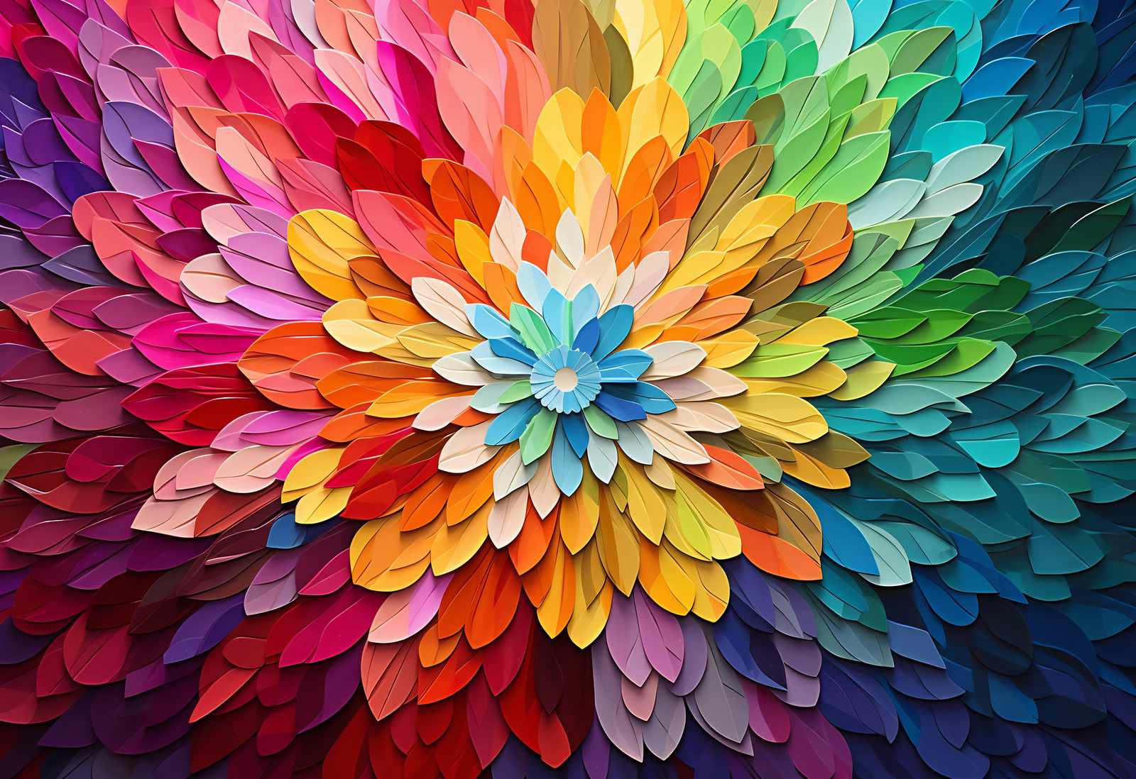Vibrant Petal Burst Rainbow Wall Art