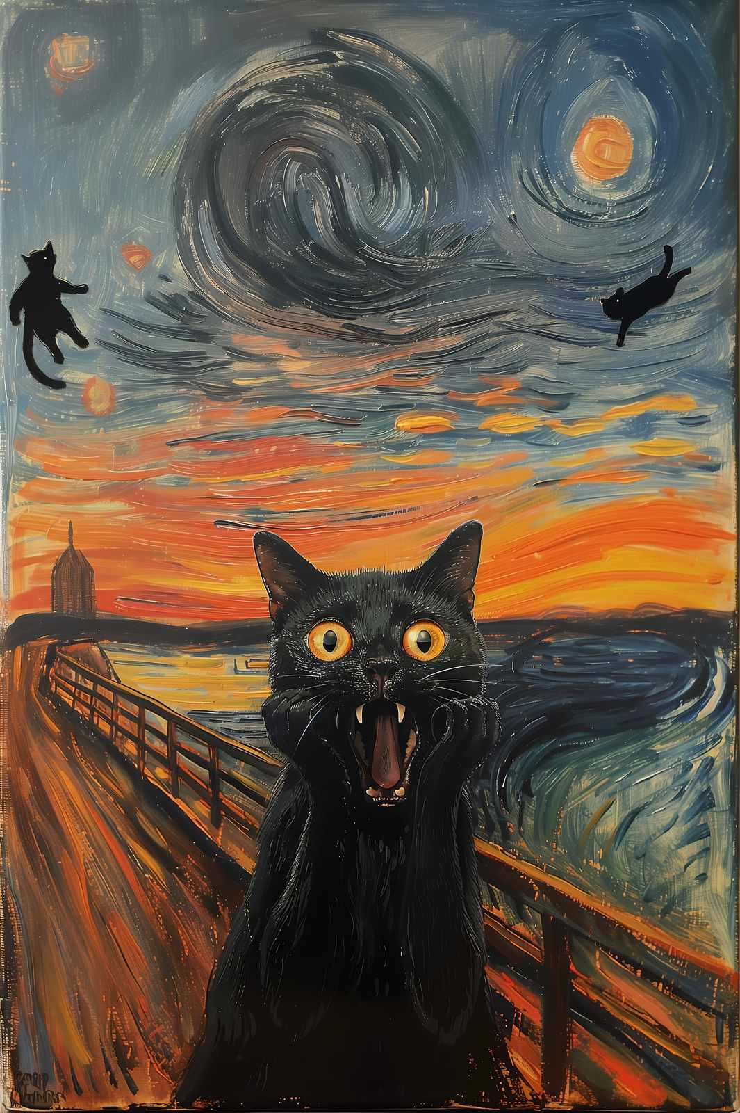 Munch's Scream Cat Art Wall Art