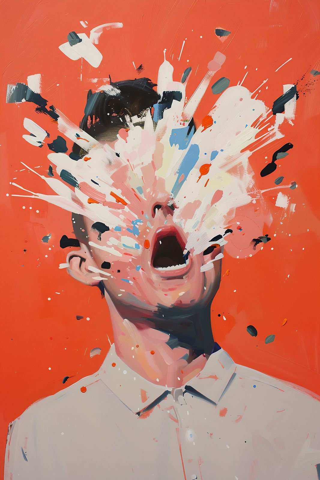 Explosive Expression Abstract Portrait Wall Art