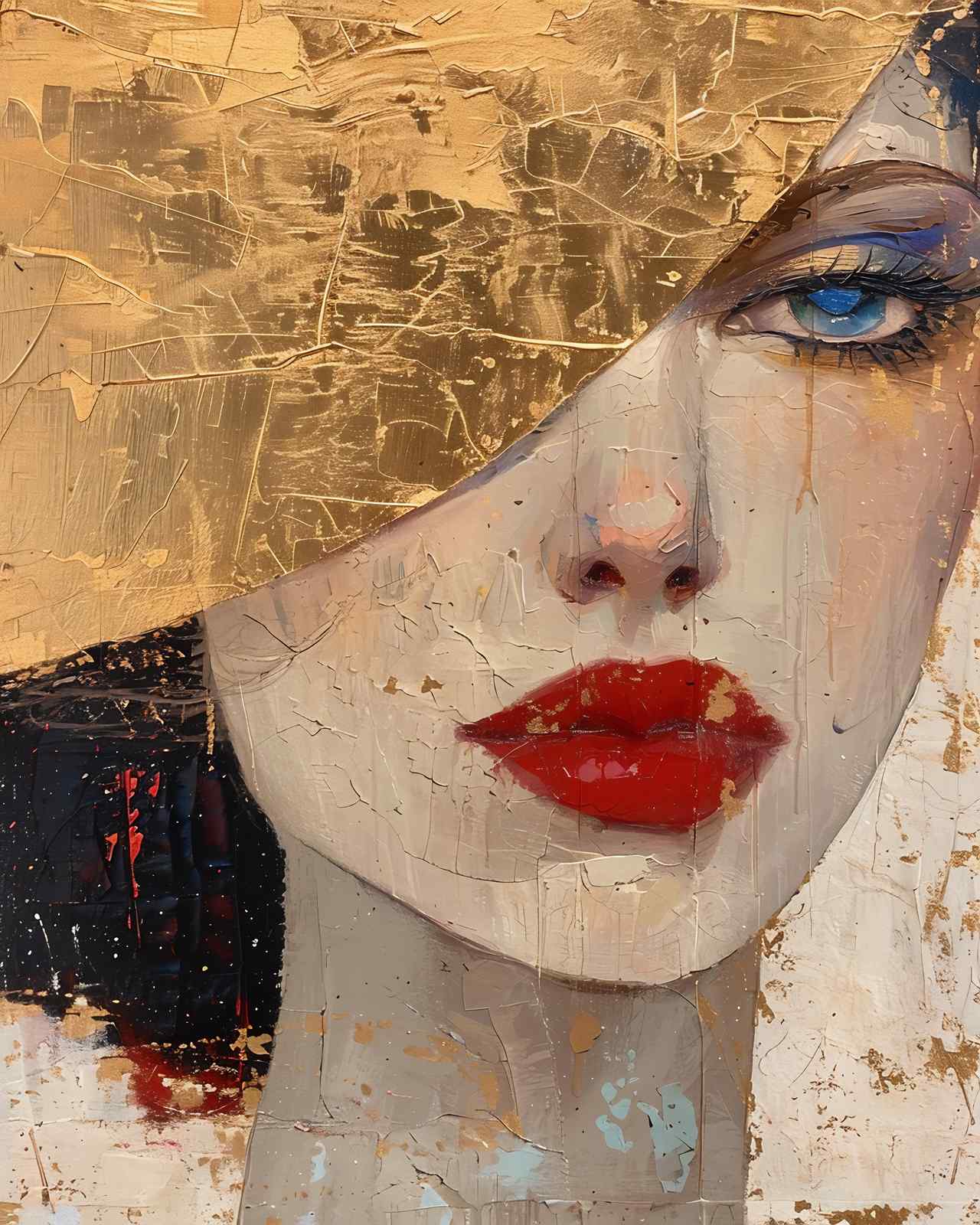 Elegant Woman Gold Textured Wall Art
