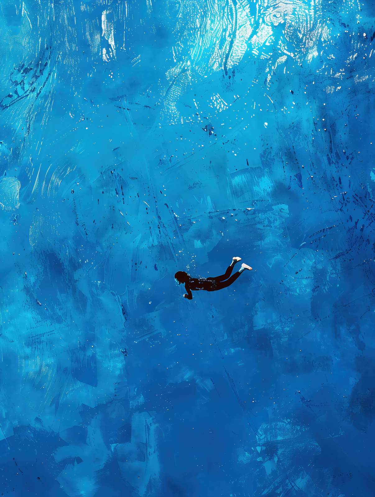 Serene Deep Dive Ocean Abstract Wall Art