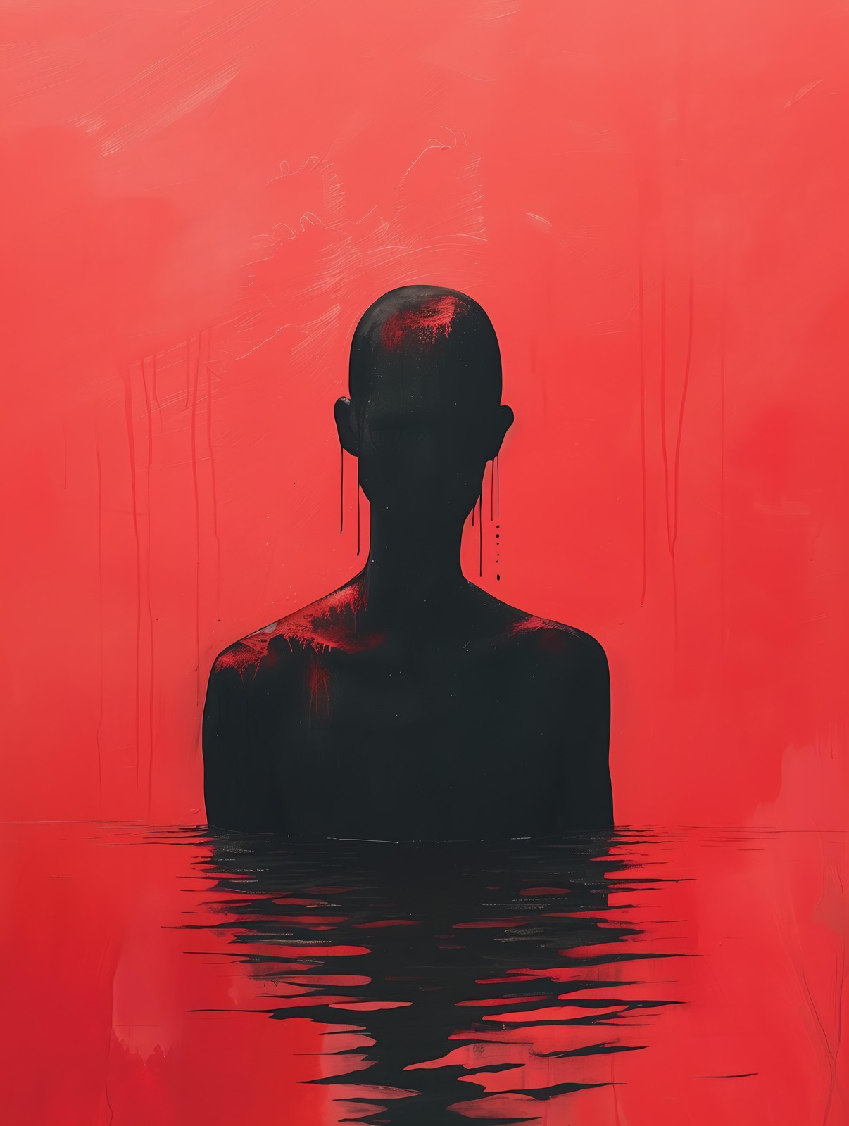 Bold Red Silhouette Man Wall Art