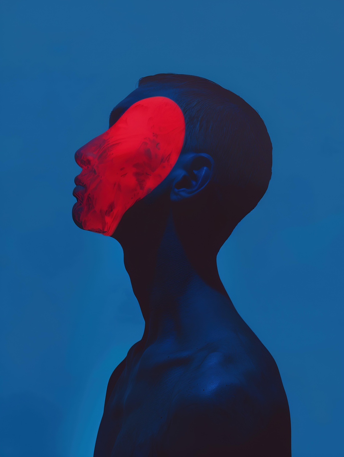 Abstract Red & Blue Portrait Wall Art