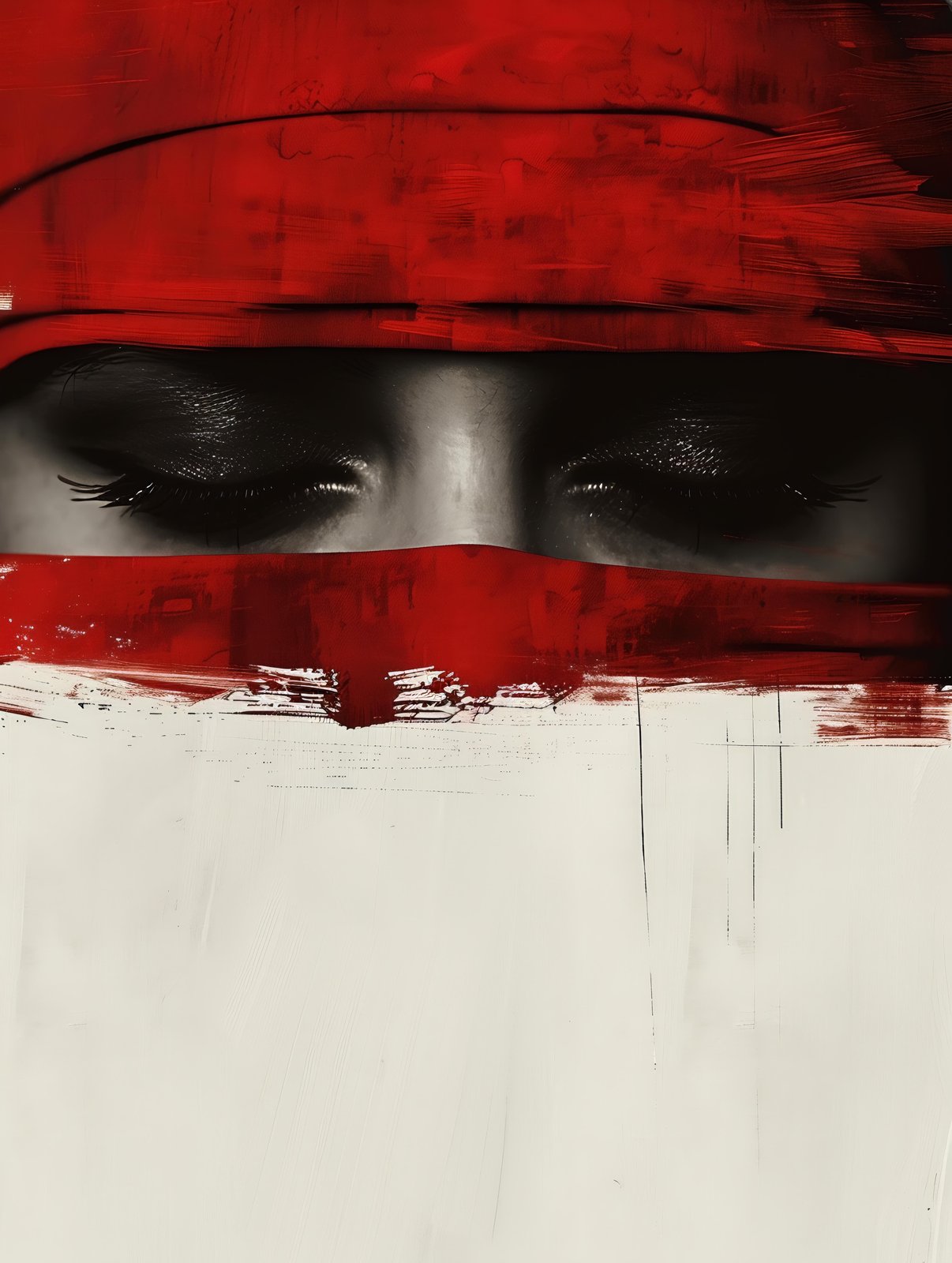 Mysterious Red Gaze Abstract Wall Art