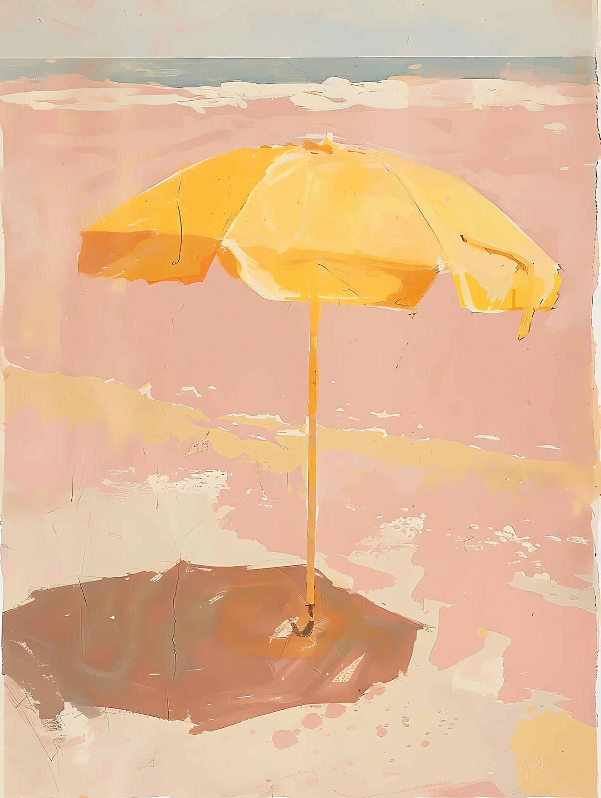 Sunny Yellow Beach Umbrella Wall Art