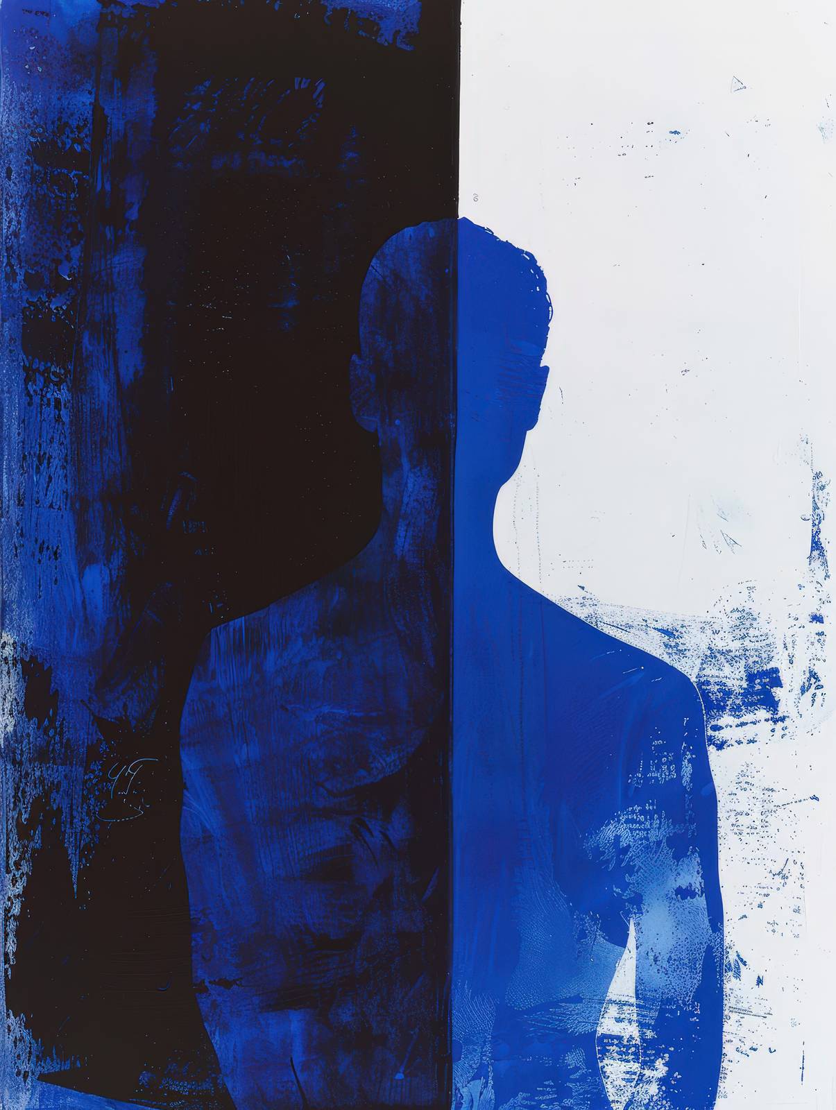 Abstract Blue Silhouette Modern Wall Art