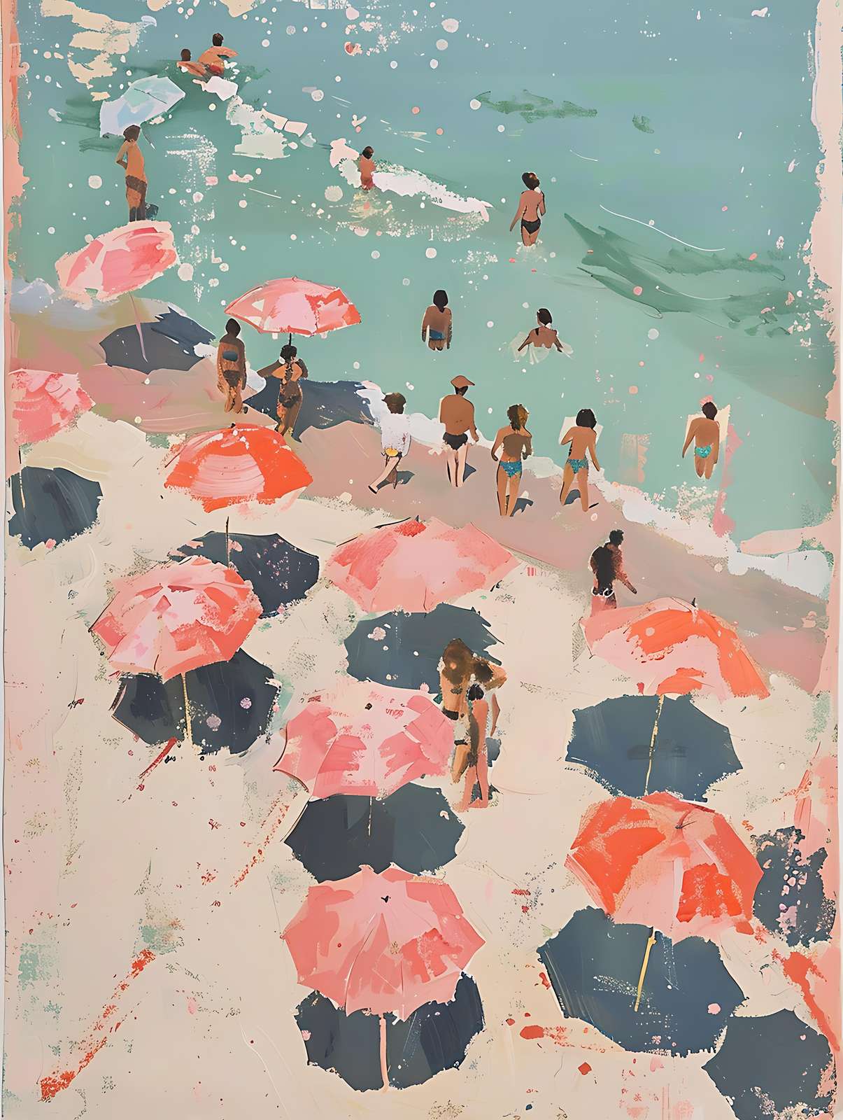 Vibrant Beach Day Scene Wall Art