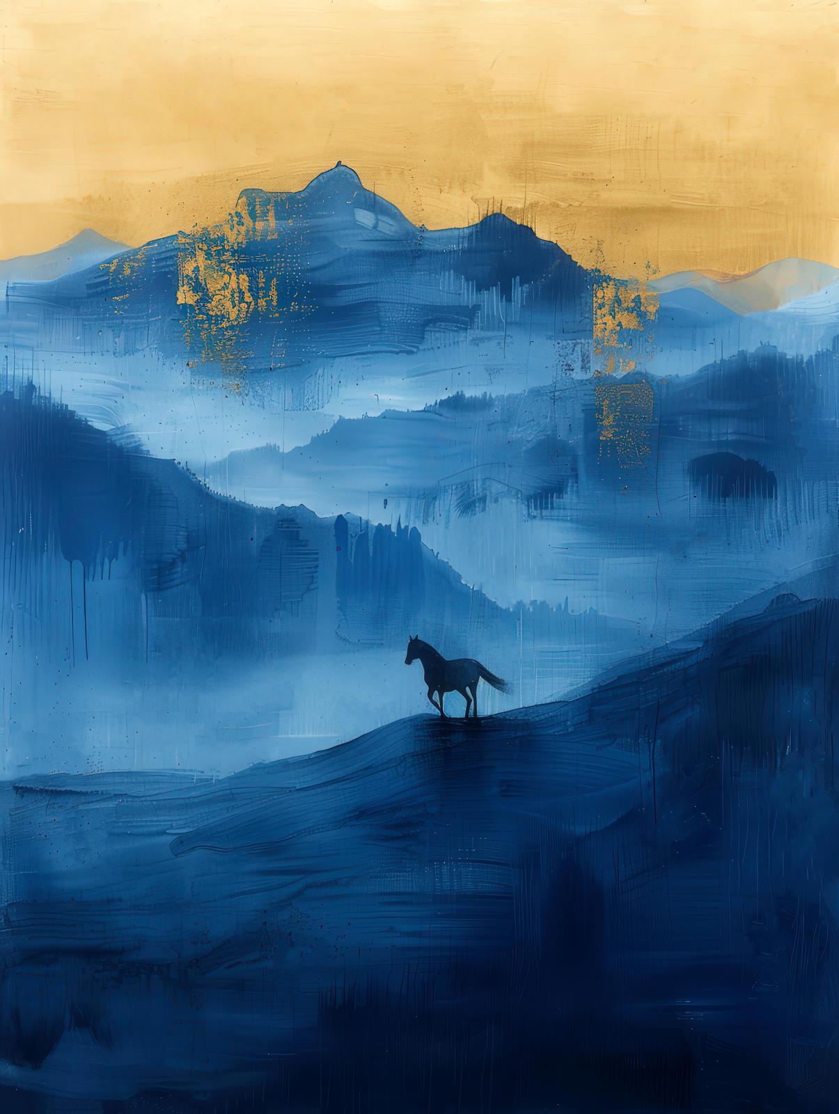 Majestic Horse Mountain Landscape Wall Art
