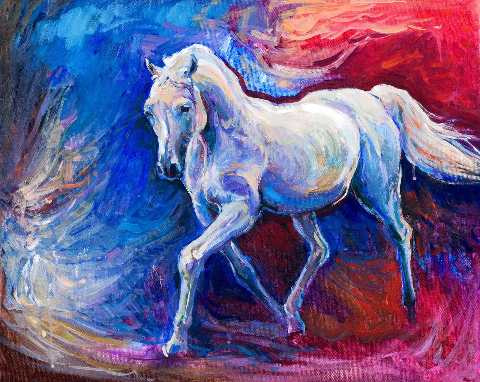 Majestic White Horse Abstract Wall Art