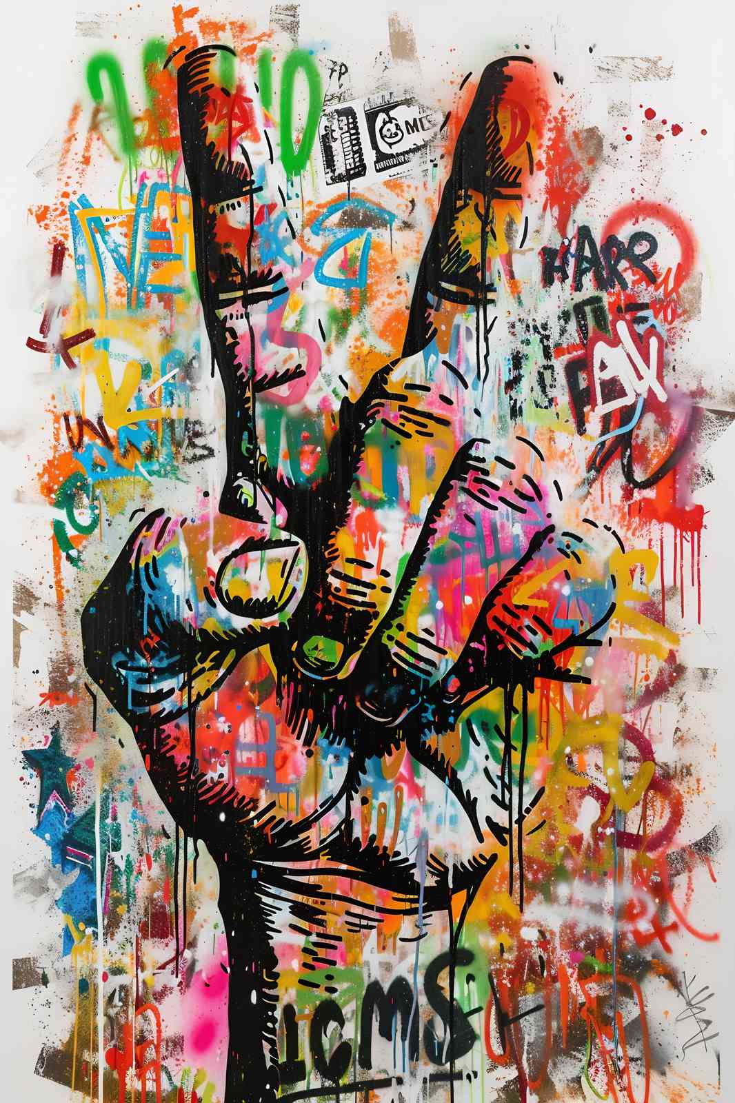 Vibrant Peace Sign Graffiti Art Wall Art