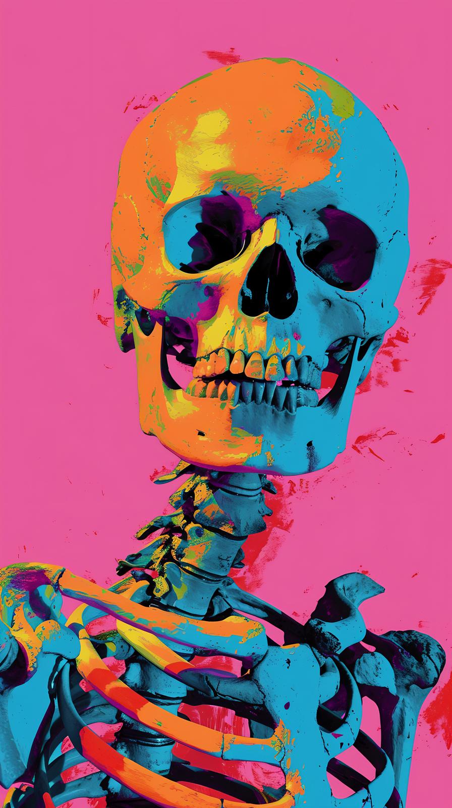 Vibrant Skull Skeleton Pop Art Wall Art