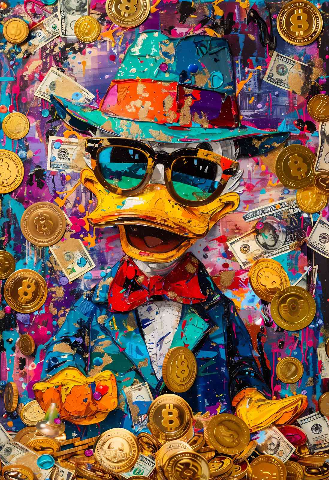 Crypto Rich Duck Pop Art Wall Art
