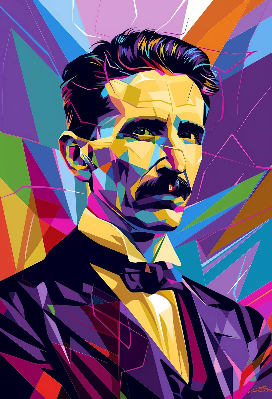 Nikola Tesla Geometric Pop Art Wall Art