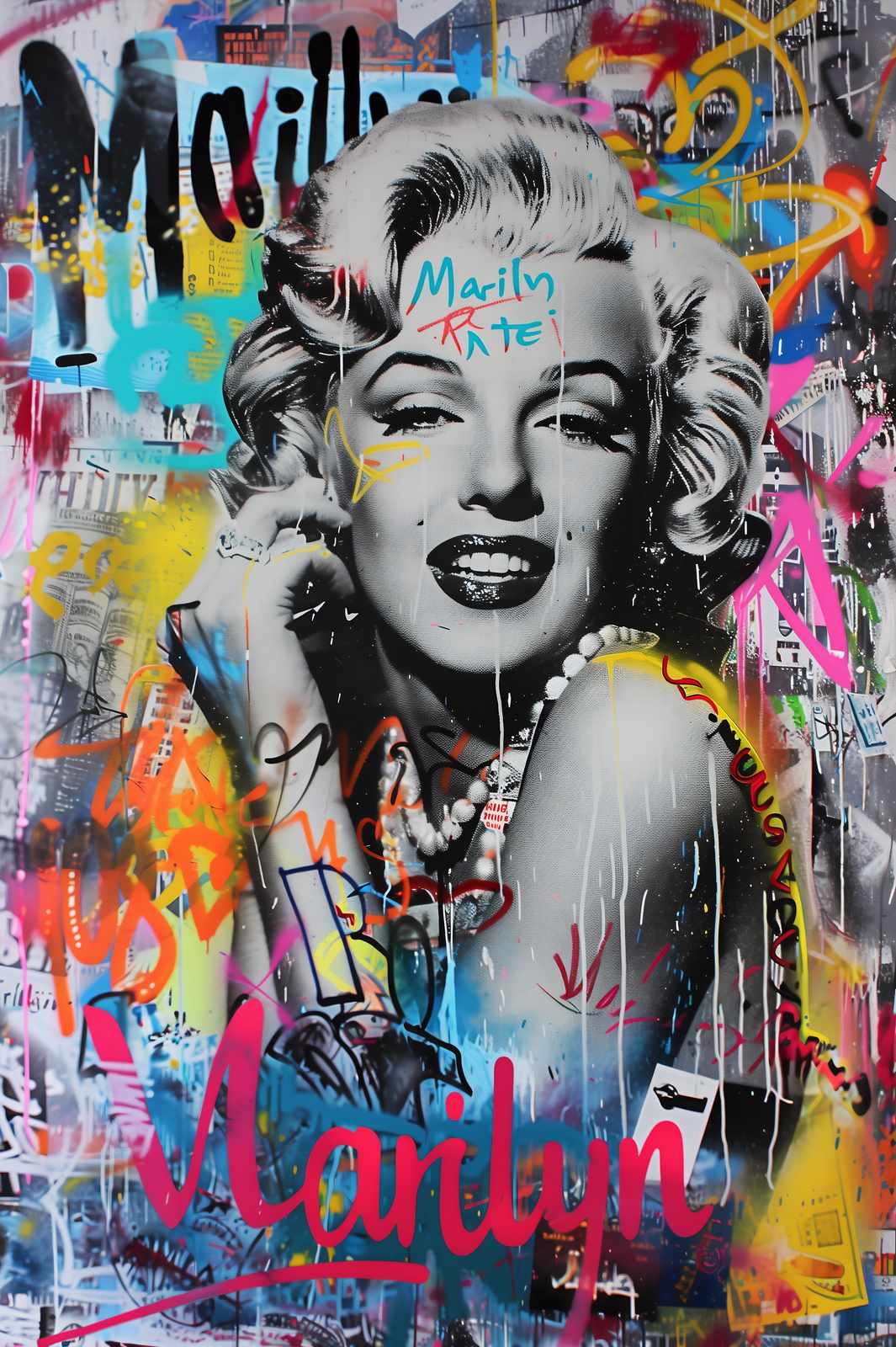 Vibrant Marilyn Monroe Graffiti Wall Art