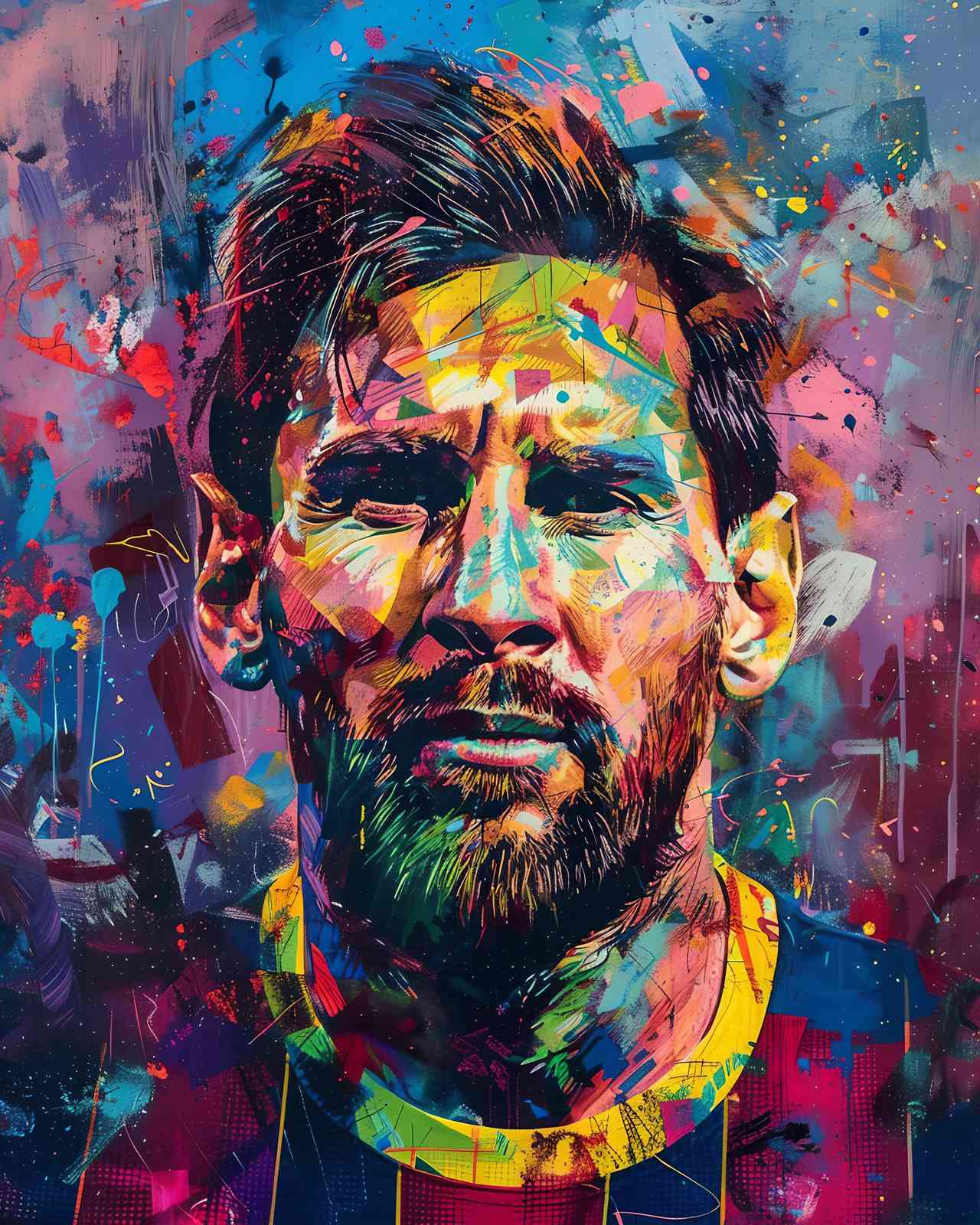 Vibrant Messi Graffiti Style Wall Art