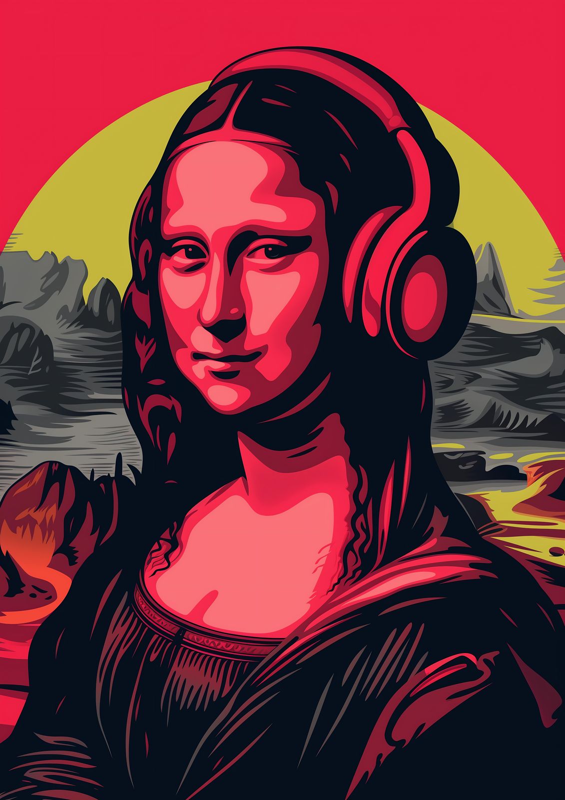 Mona Lisa Headphones Pop Art Wall Art