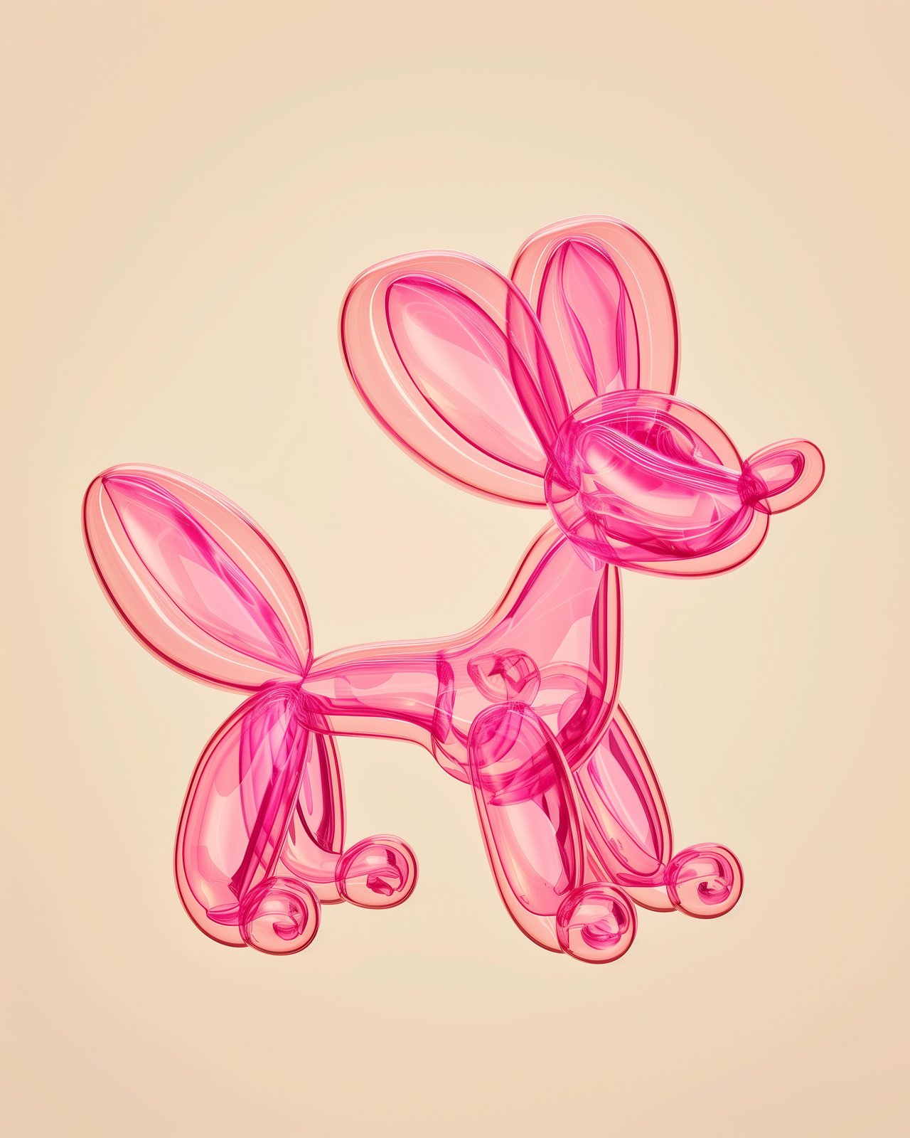 Playful Pink Balloon Dog Wall Art