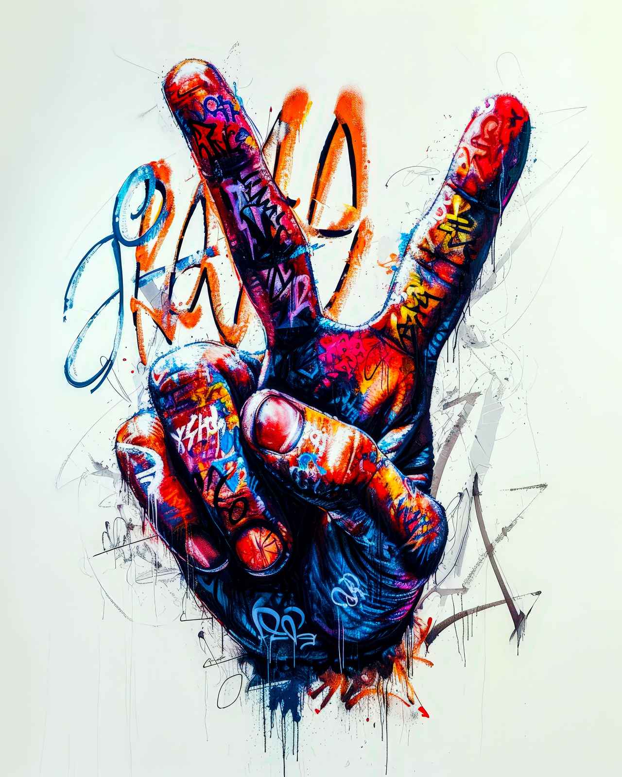Vibrant Graffiti Peace Sign Wall Art