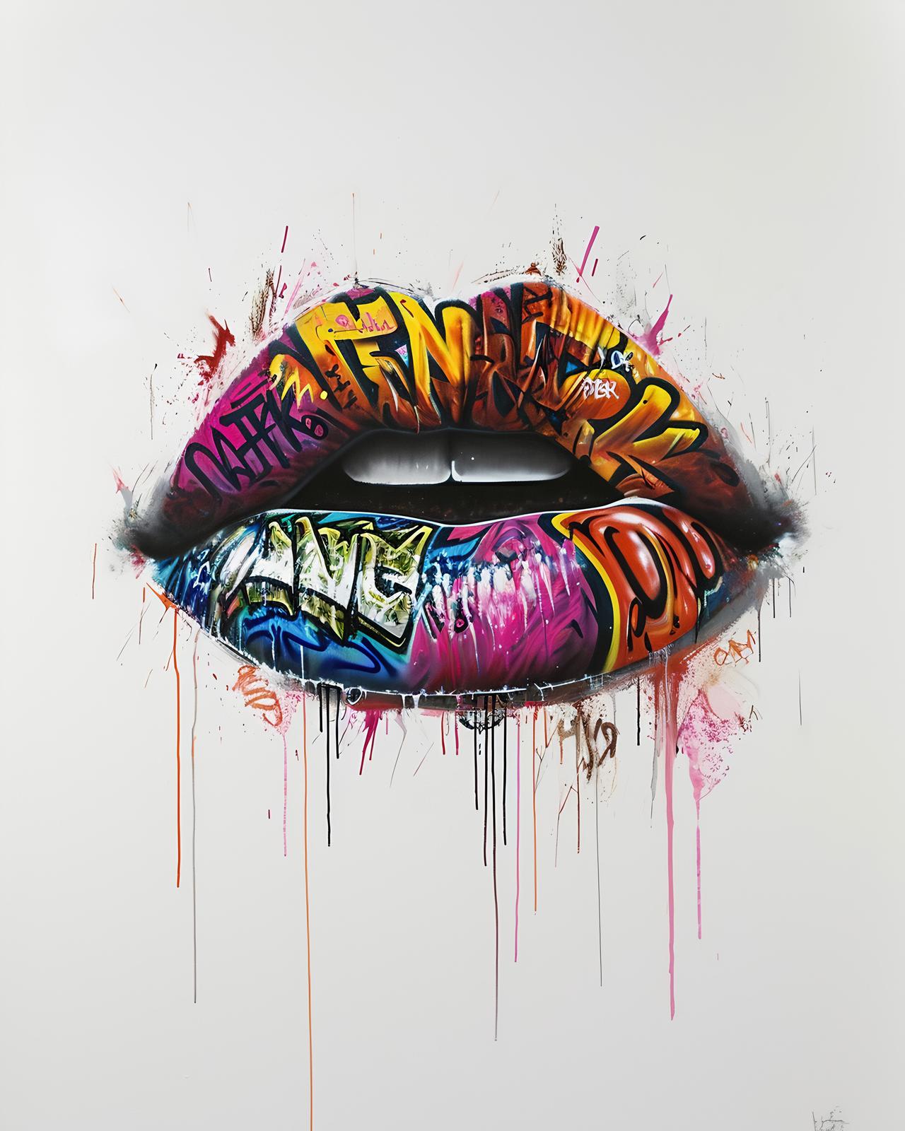 Vibrant Graffiti Lips Wall Art | Modern Art