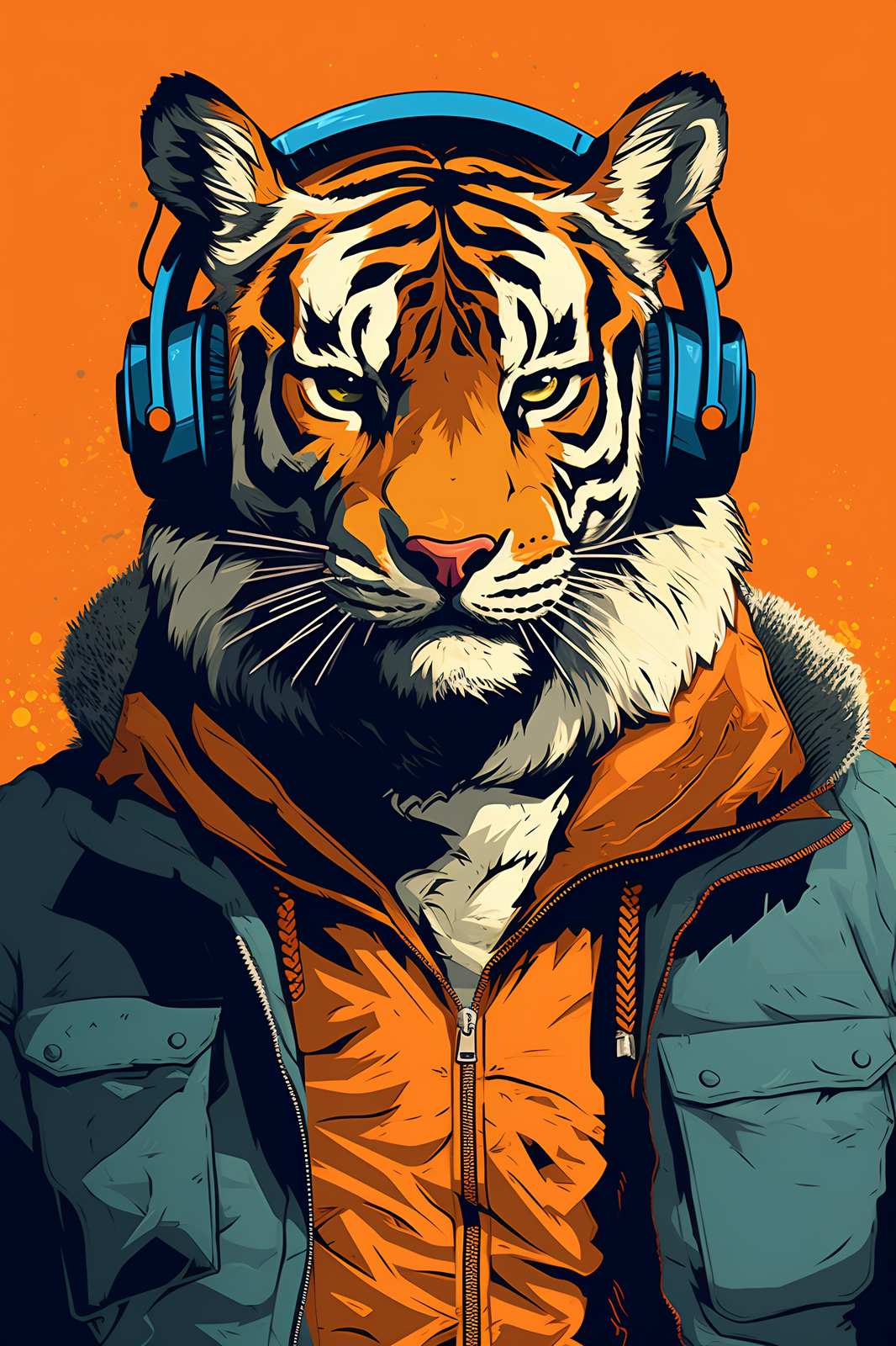 Urban Tiger Headphones Graphic Wall Art