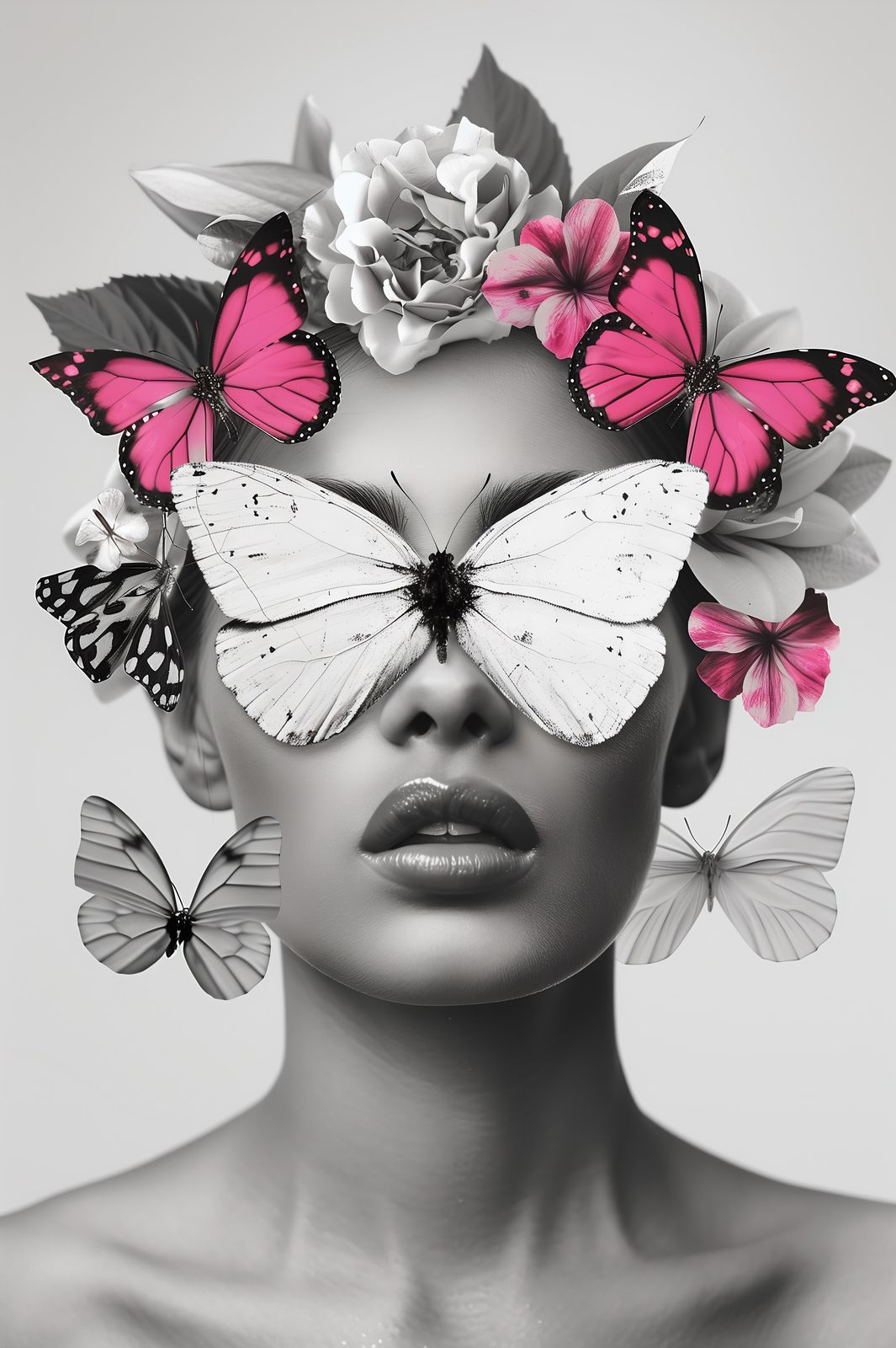 Elegant Butterfly Face Floral Wall Art Wall Art