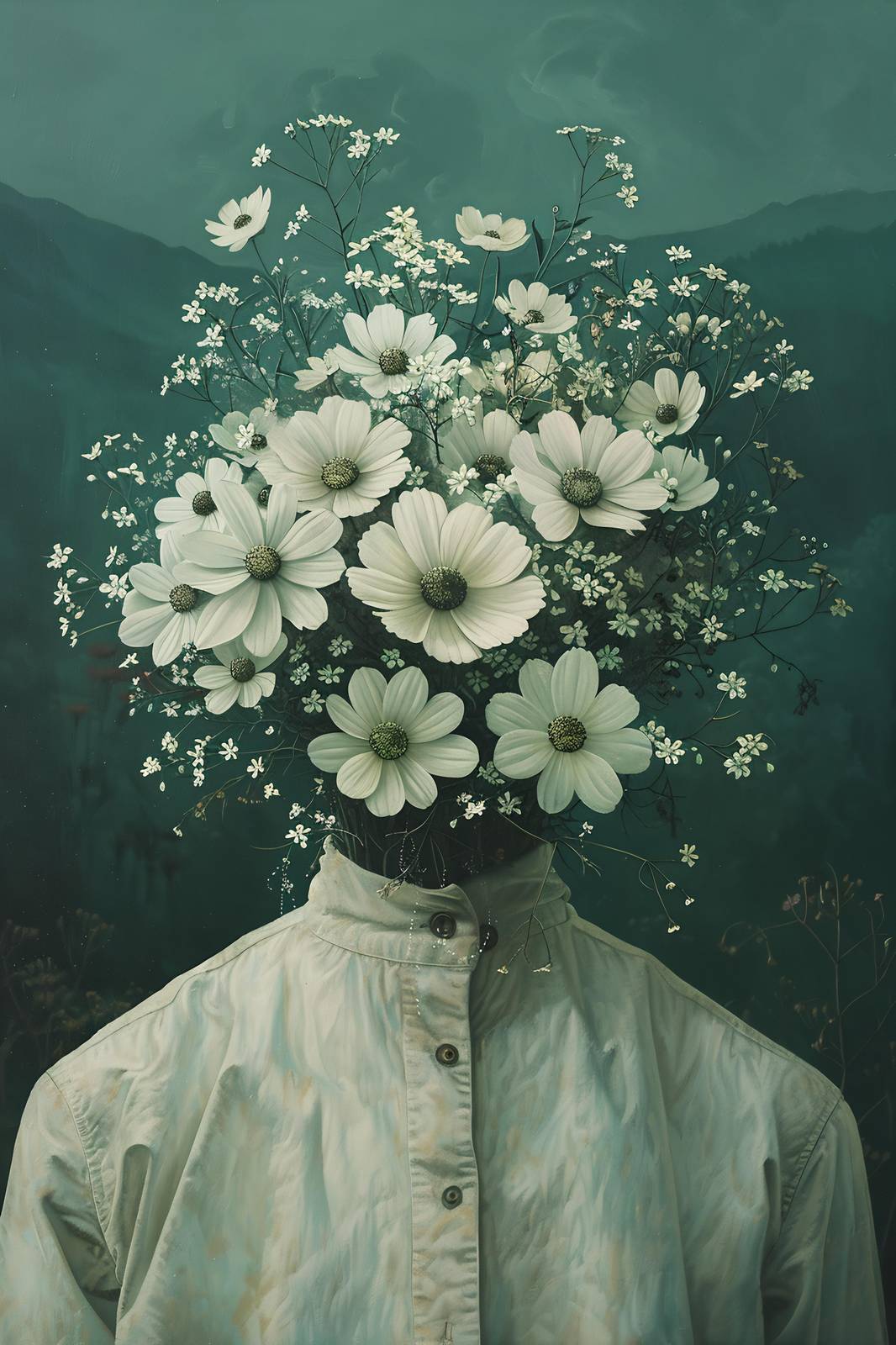 Enchanted Floral Head Woman Wall Art