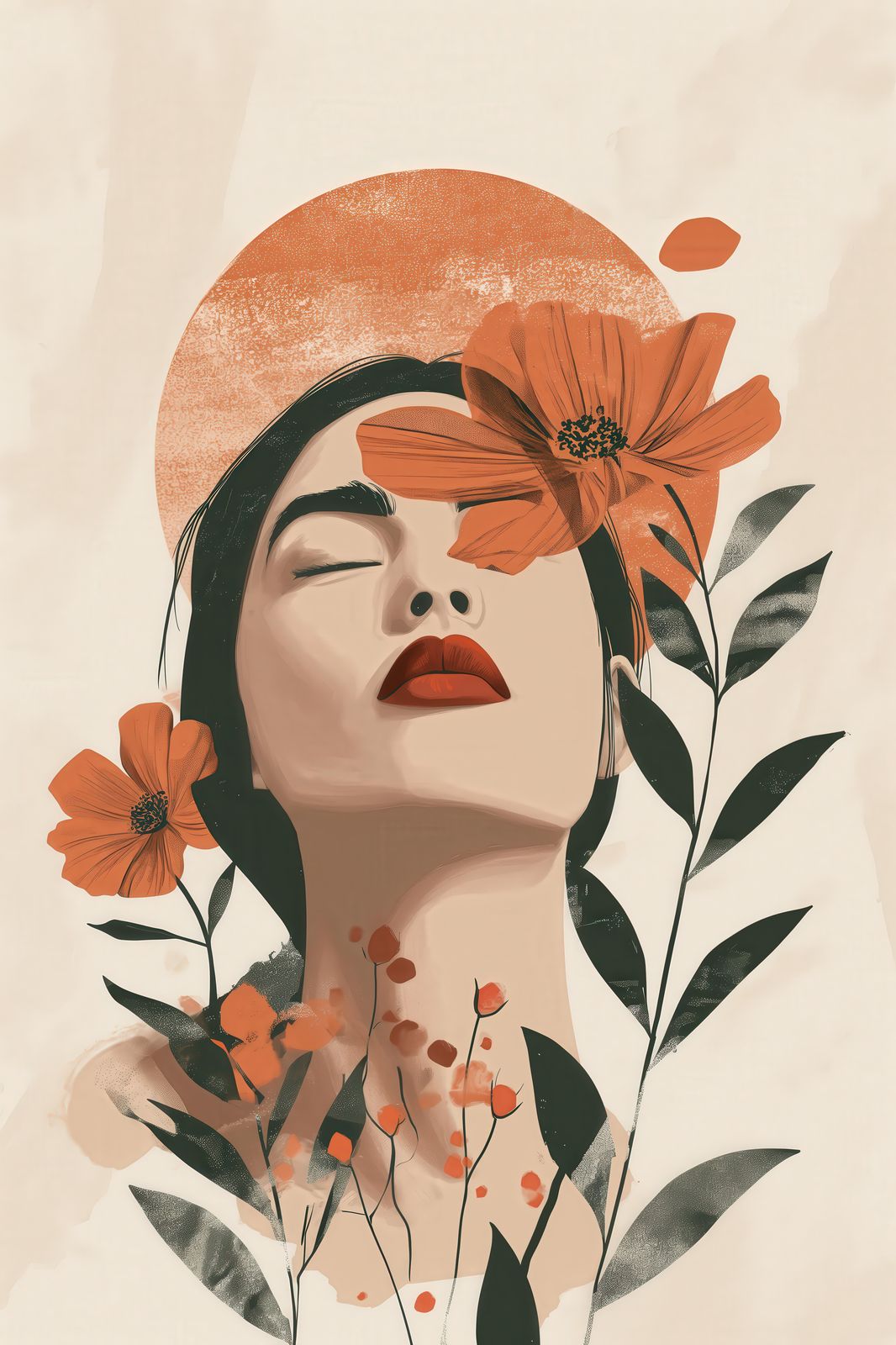 Bohemian Floral Face Minimalist Wall Art