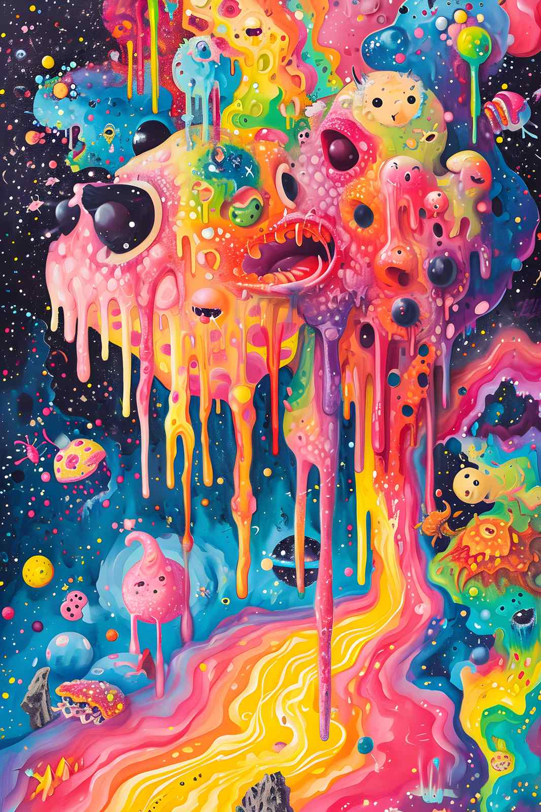 Psychedelic Drip Galaxy Wall Art