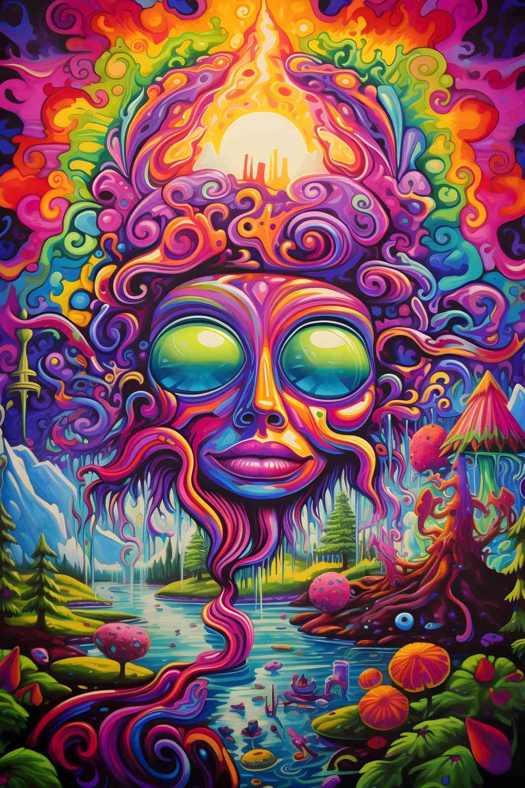 Vibrant Psychedelic Landscape Wall Art
