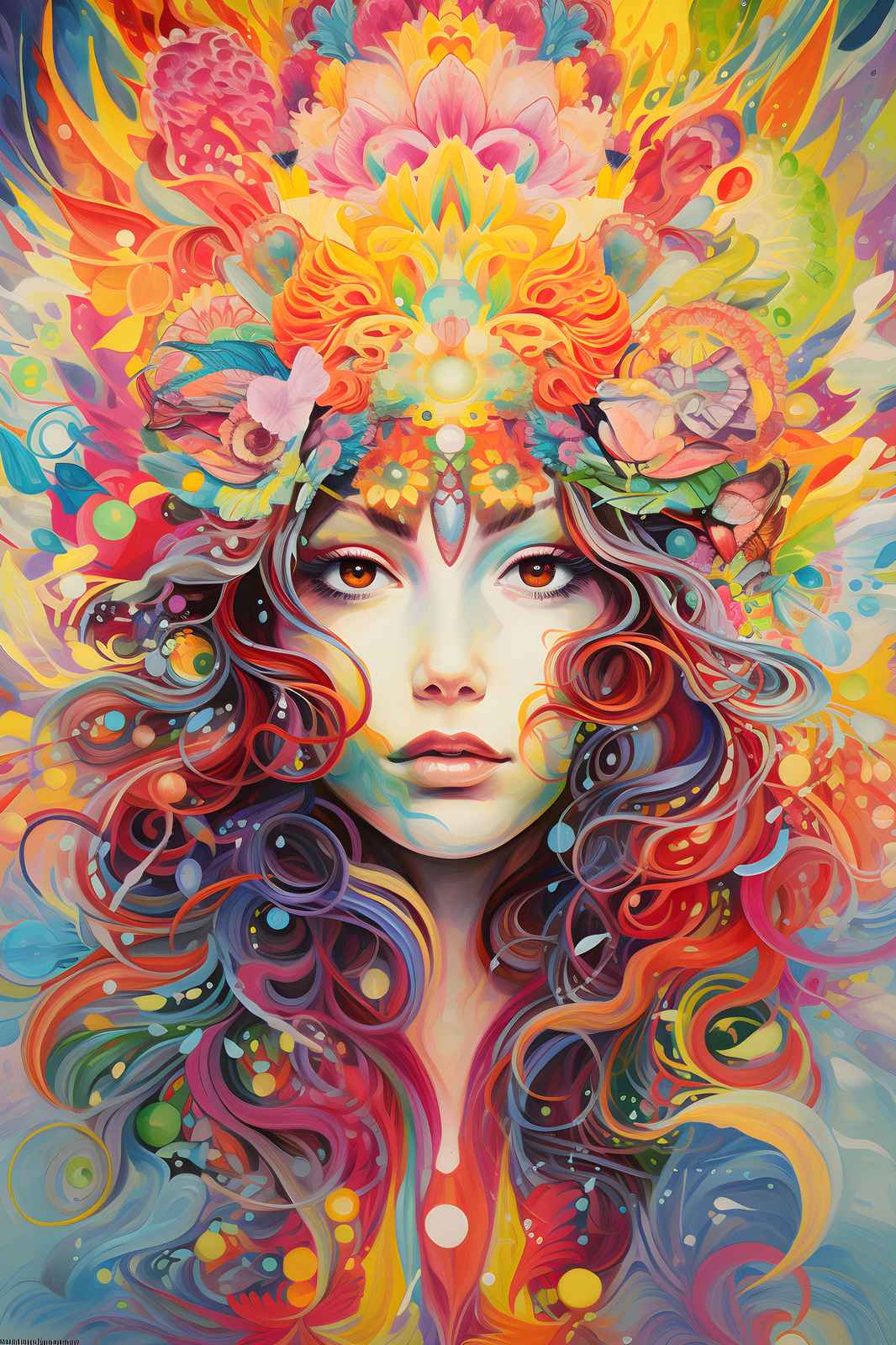 Vibrant Psychedelic Goddess Wall Art