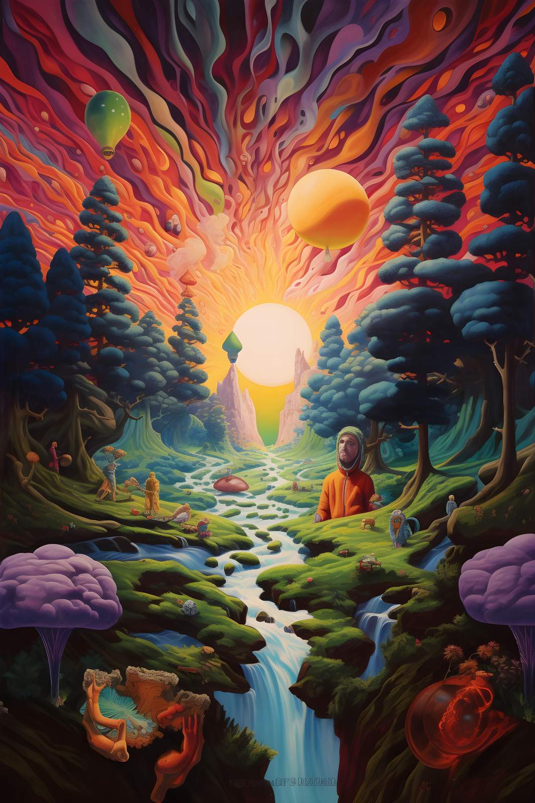 Psychedelic Forest River Wall Art