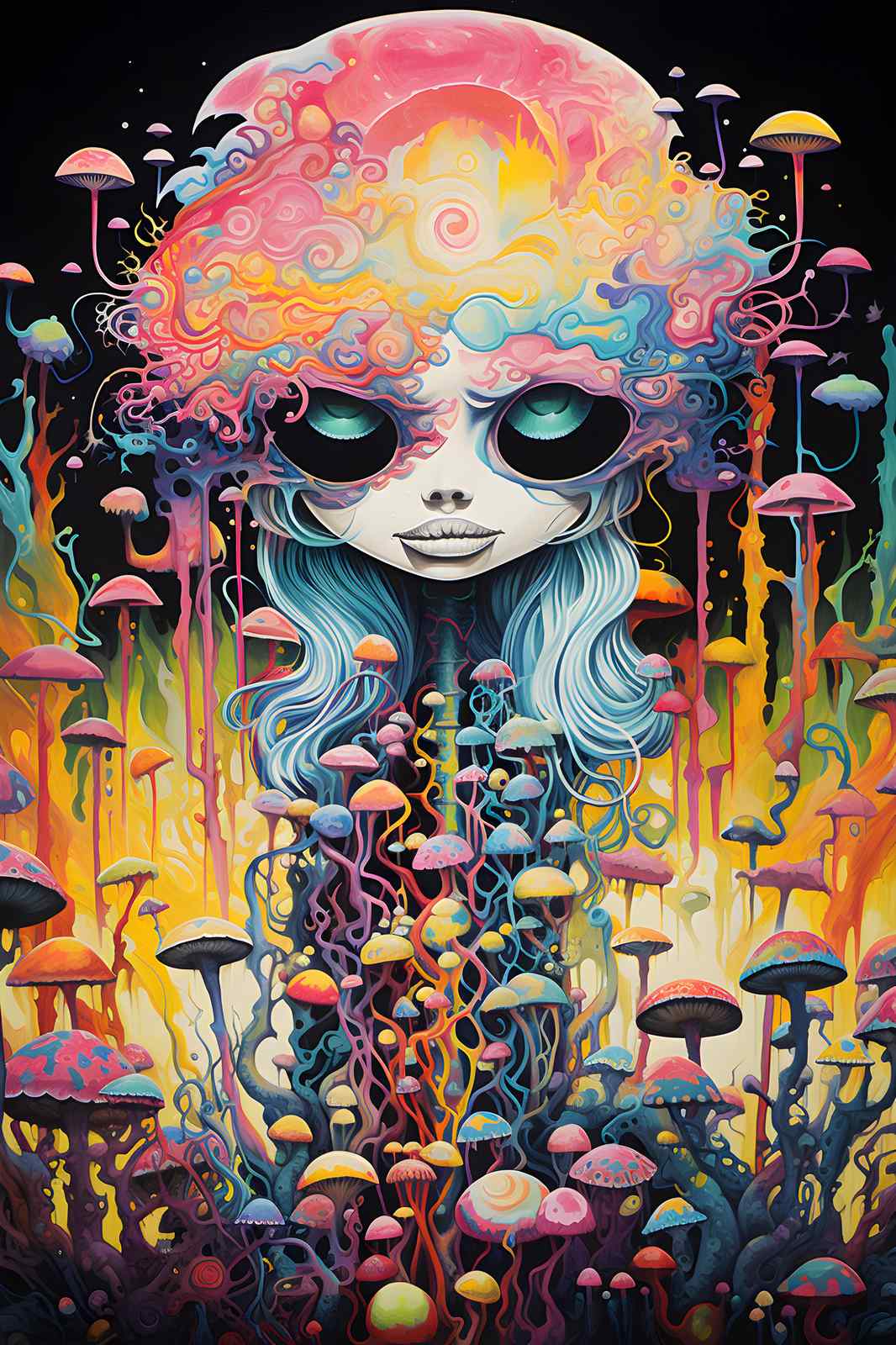 Psychedelic Mushroom Dreamscape Wall Art