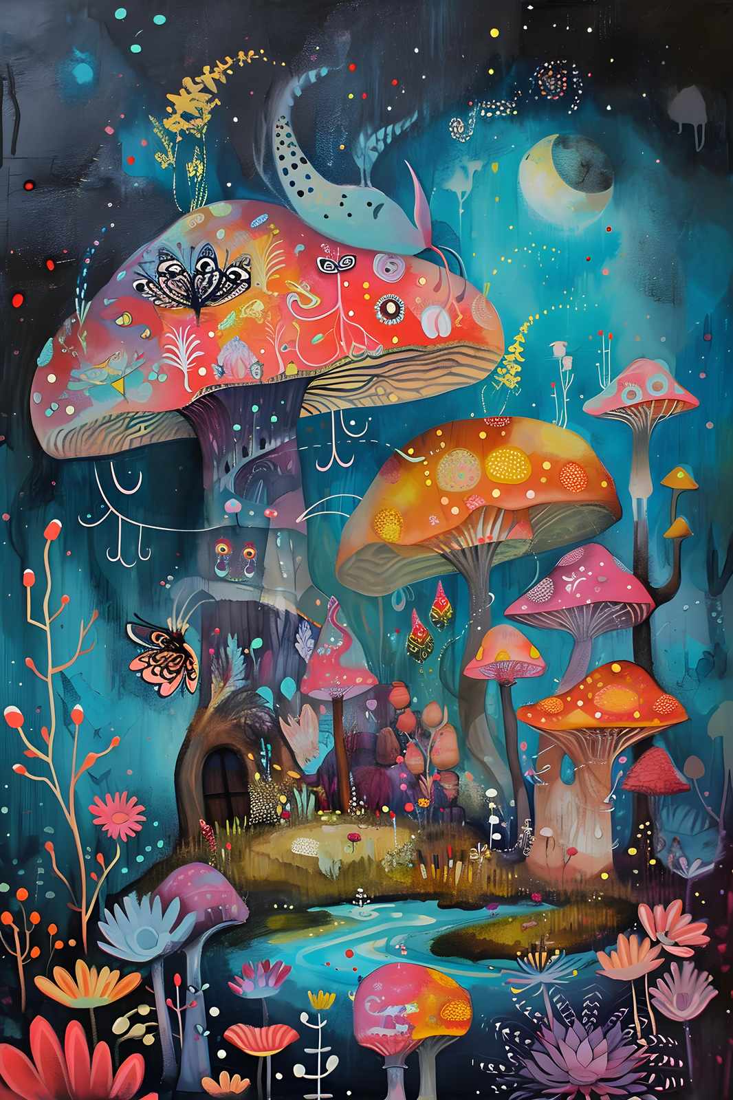 Enchanted Mushroom Forest Vibrant Wall Art Wall Art