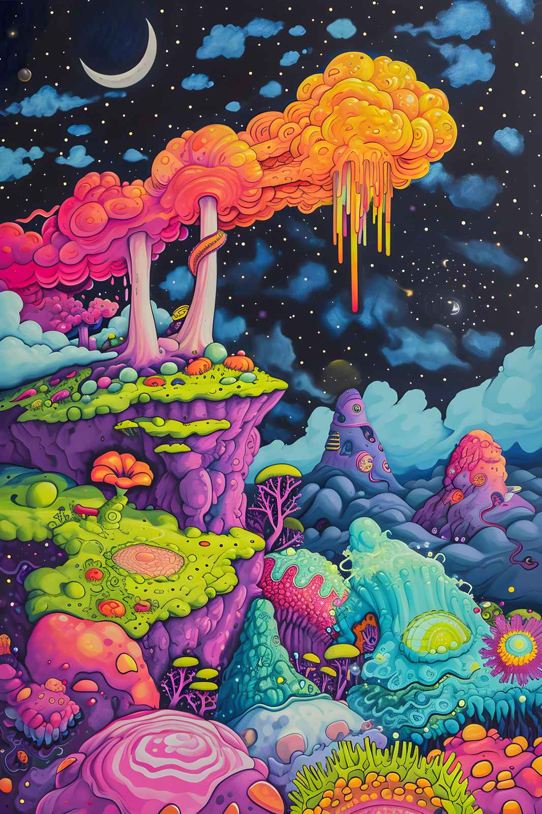 Psychedelic Alien Landscape Wall Art