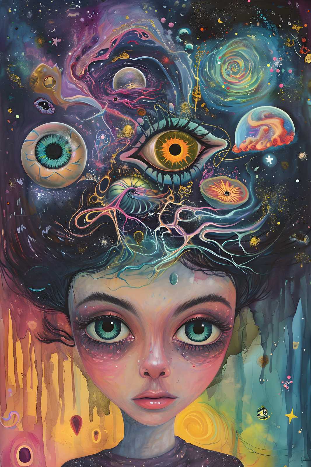Cosmic Dreamscape Eyes Wall Art