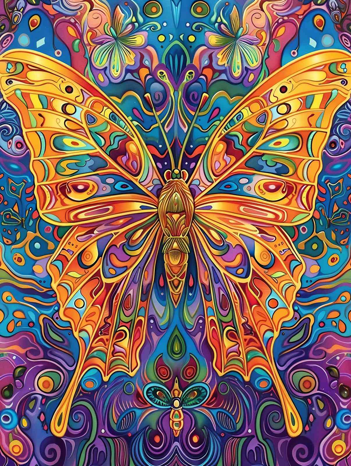 Vibrant Psychedelic Butterfly Wall Art