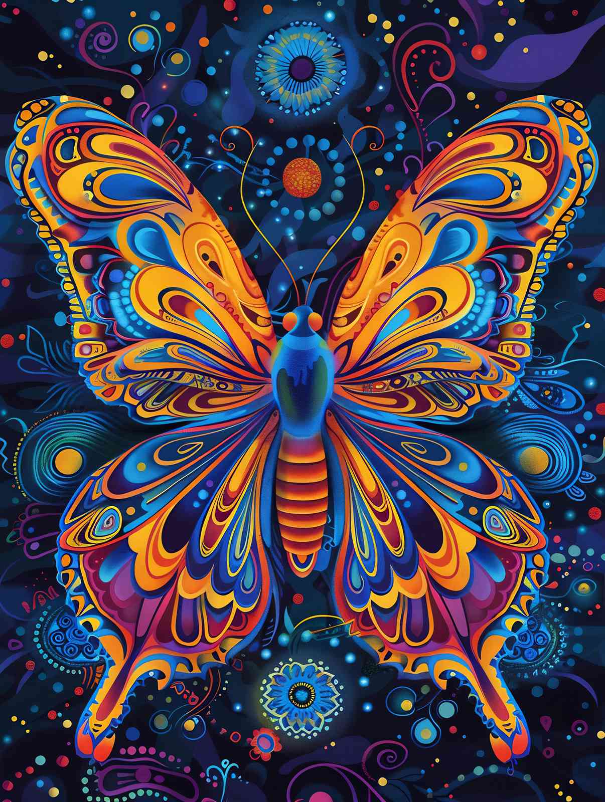 Psychedelic Butterfly Art Wall Art