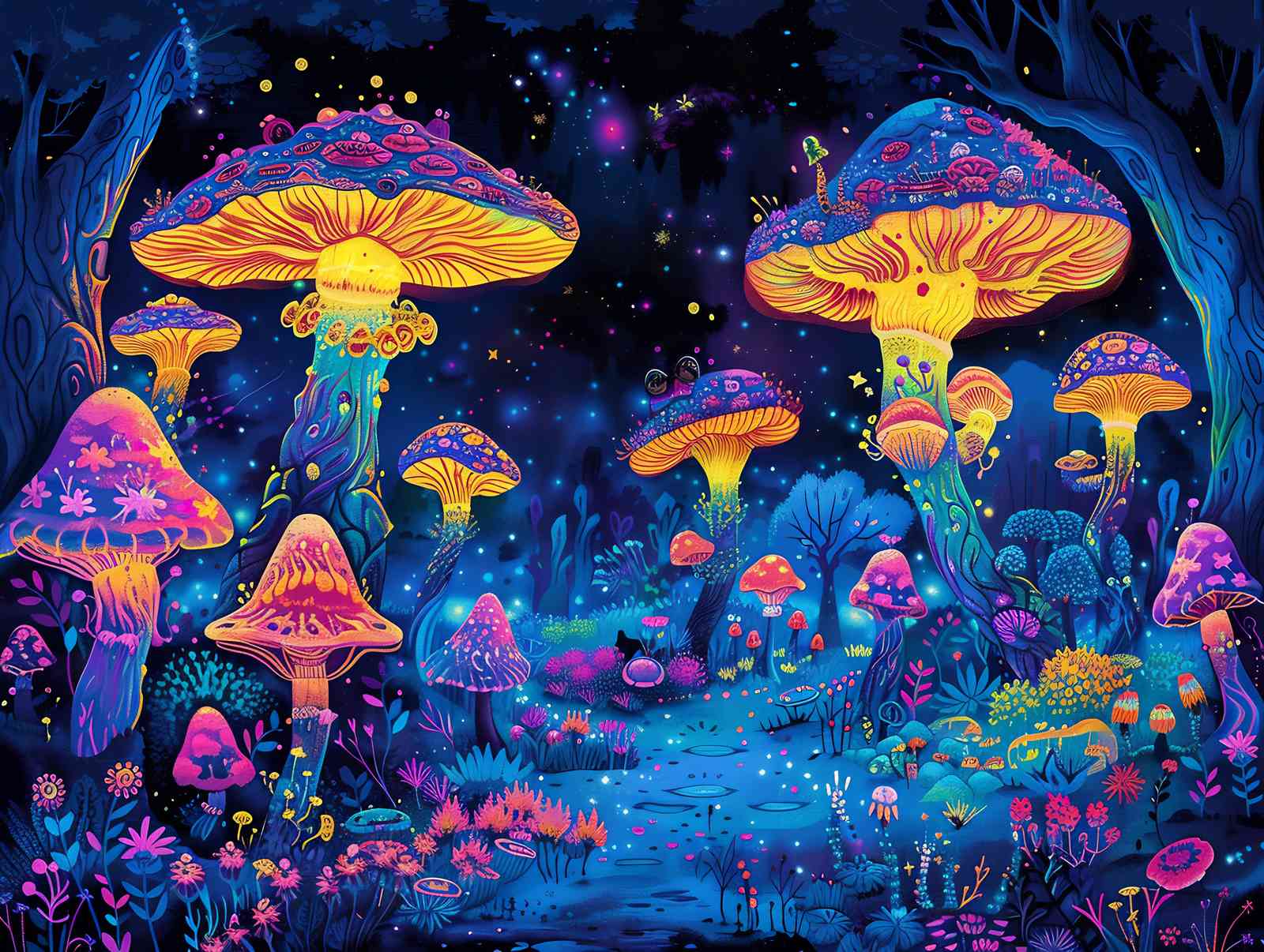 Psychedelic Mushroom Forest Wall Art