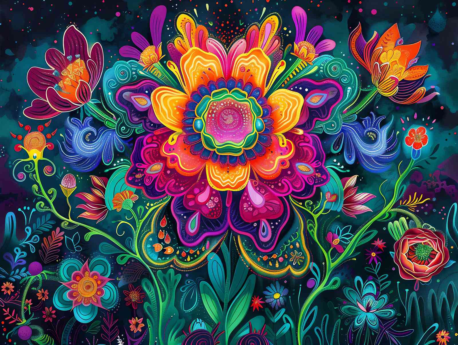 Vibrant Floral Explosion Wall Art