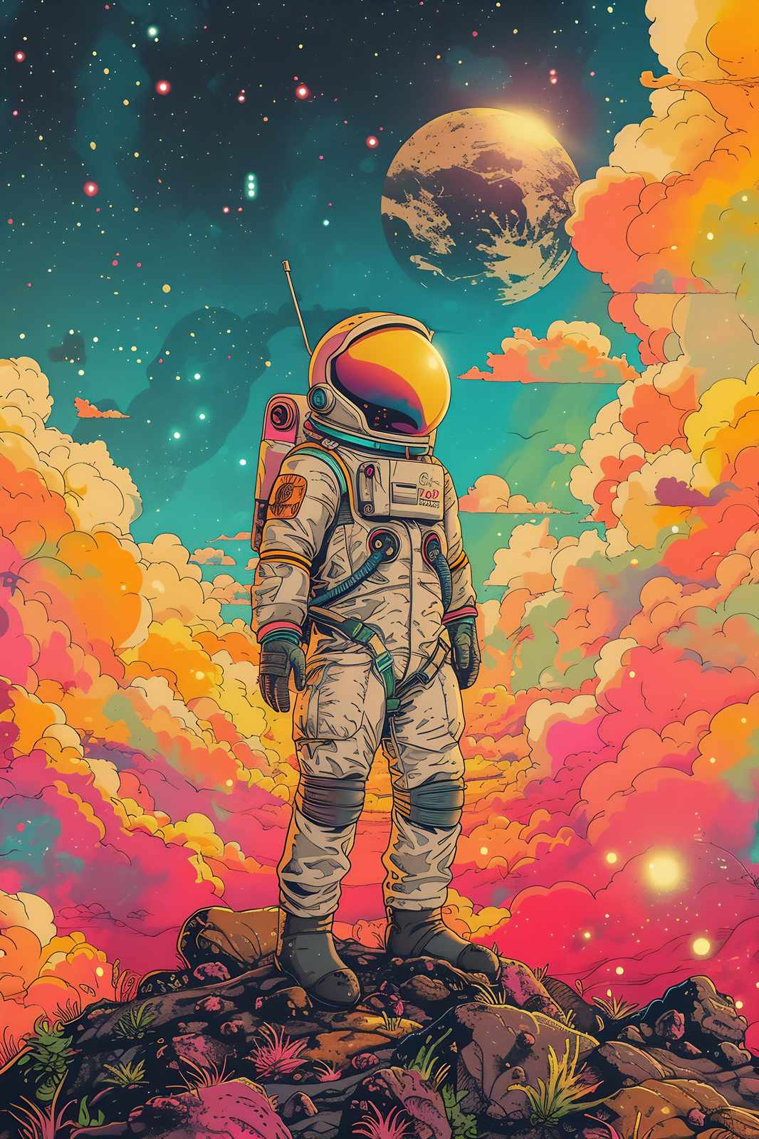 Astronaut in Cosmic Clouds Wall Art