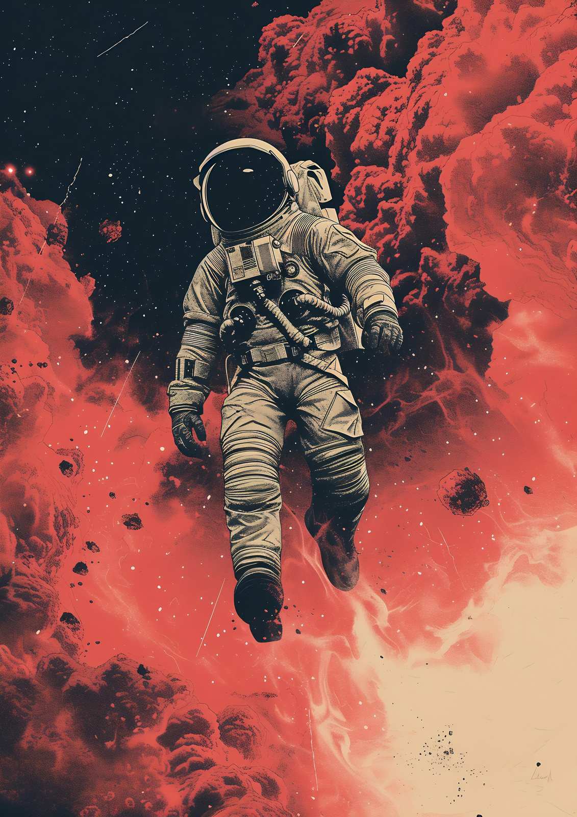 Astronaut in Nebula Wall Art