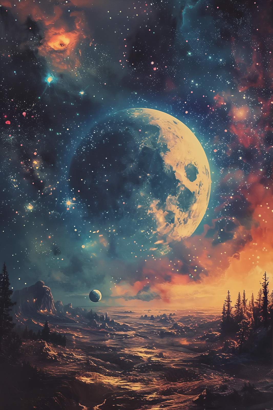 Celestial Moonscape Cosmic Wall Art