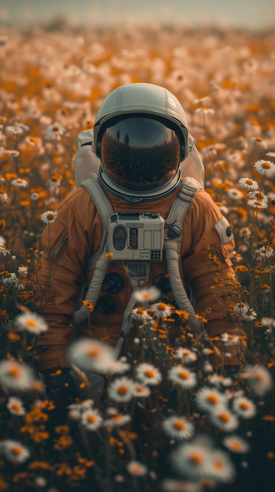 Astronaut in Daisy Field Wall Art Wall Art