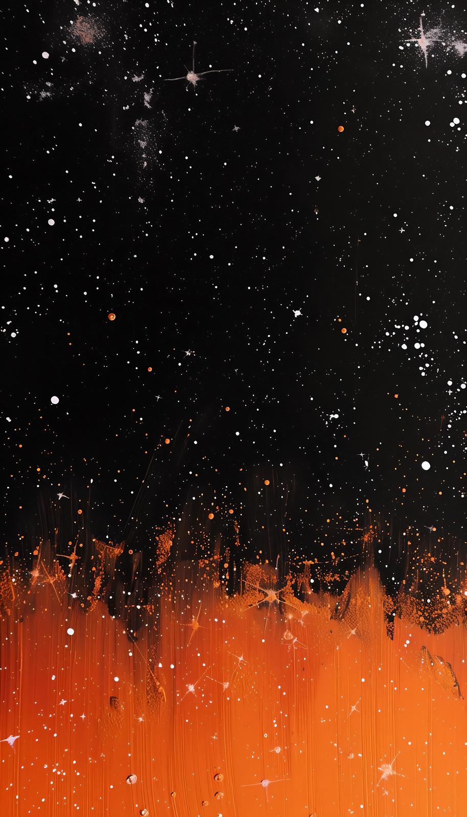 Cosmic Glow Abstract Orange & Black Wall Art